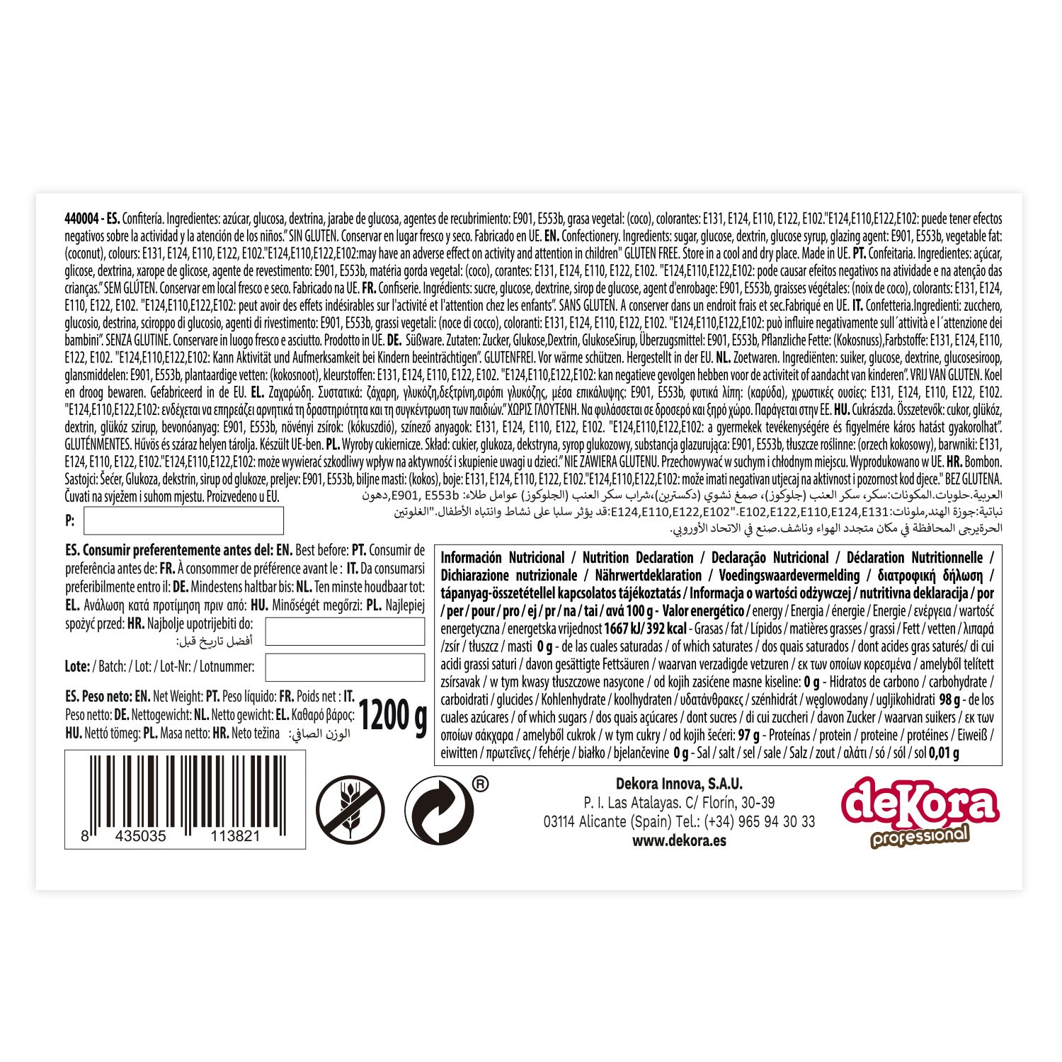 POT VERMICELLES SUCRE ASSORTIS 1,2KG