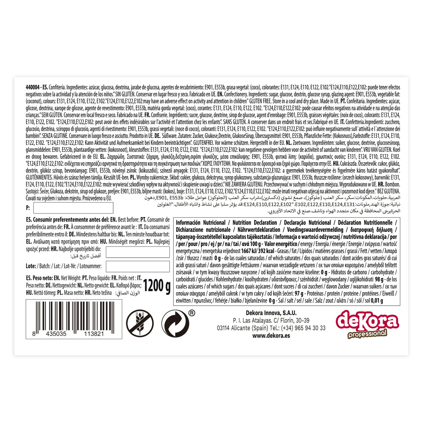 POT VERMICELLES SUCRE ASSORTIS 1,2KG