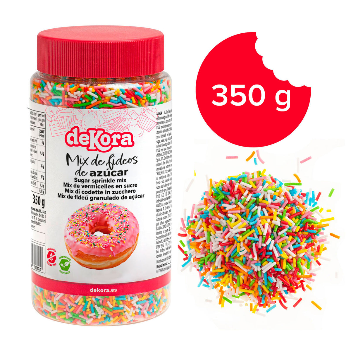 MIX FIDEO DE AZÚCAR COLORES 350GR