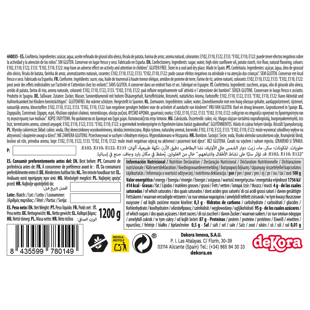 CODETTA IN ZUCCHERO COLORI 1,2KG