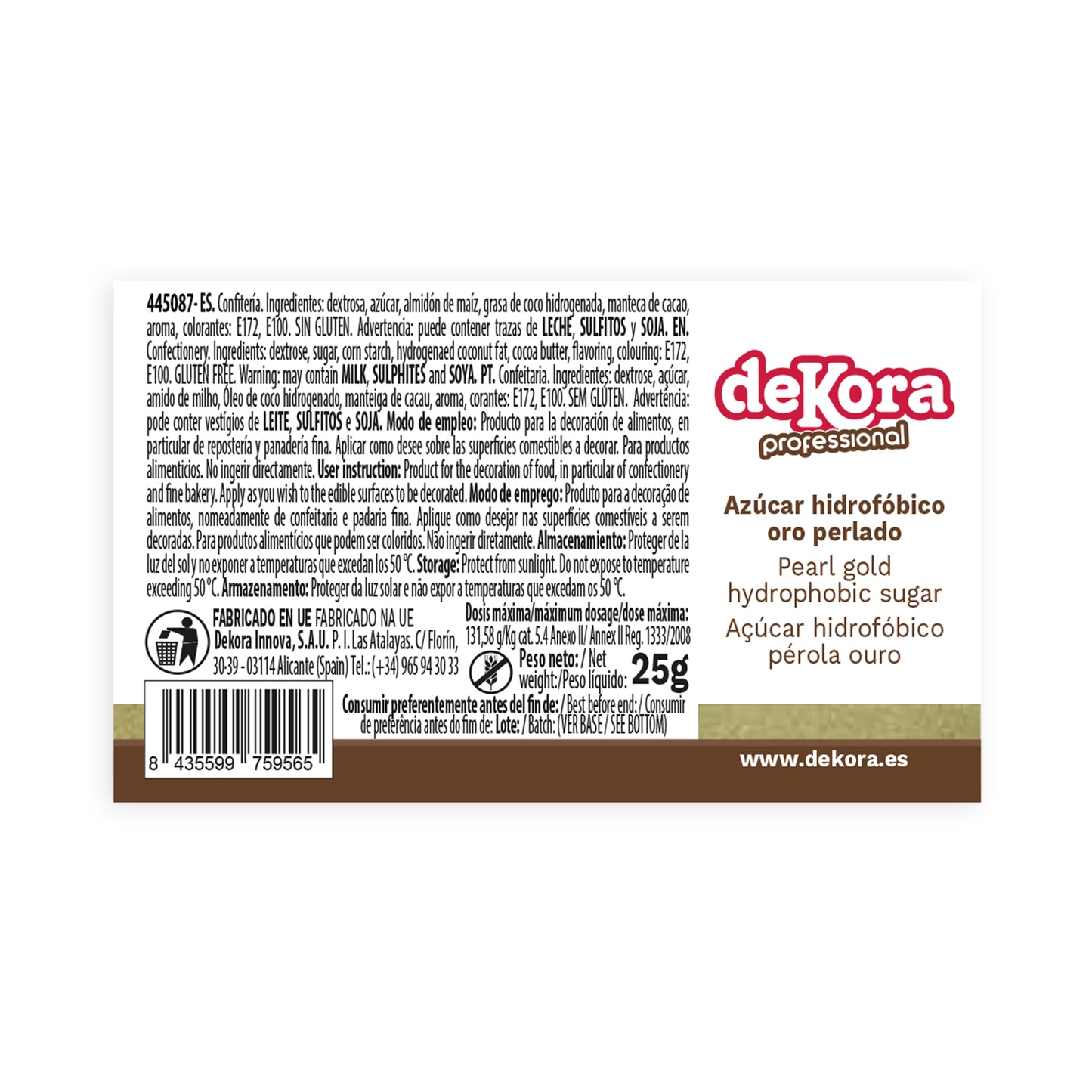 SUCRE LLUSTRE ANTIHUMIDITÉ PERLÉ OR AZOFREE 25G