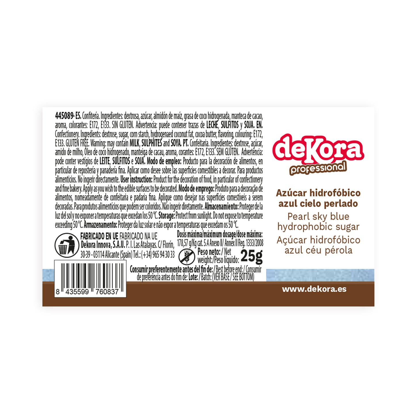 SUCRE LLUSTRE ANTIHUMIDITÉ PERLÉ BLEU CIEL AZOFREE 25G