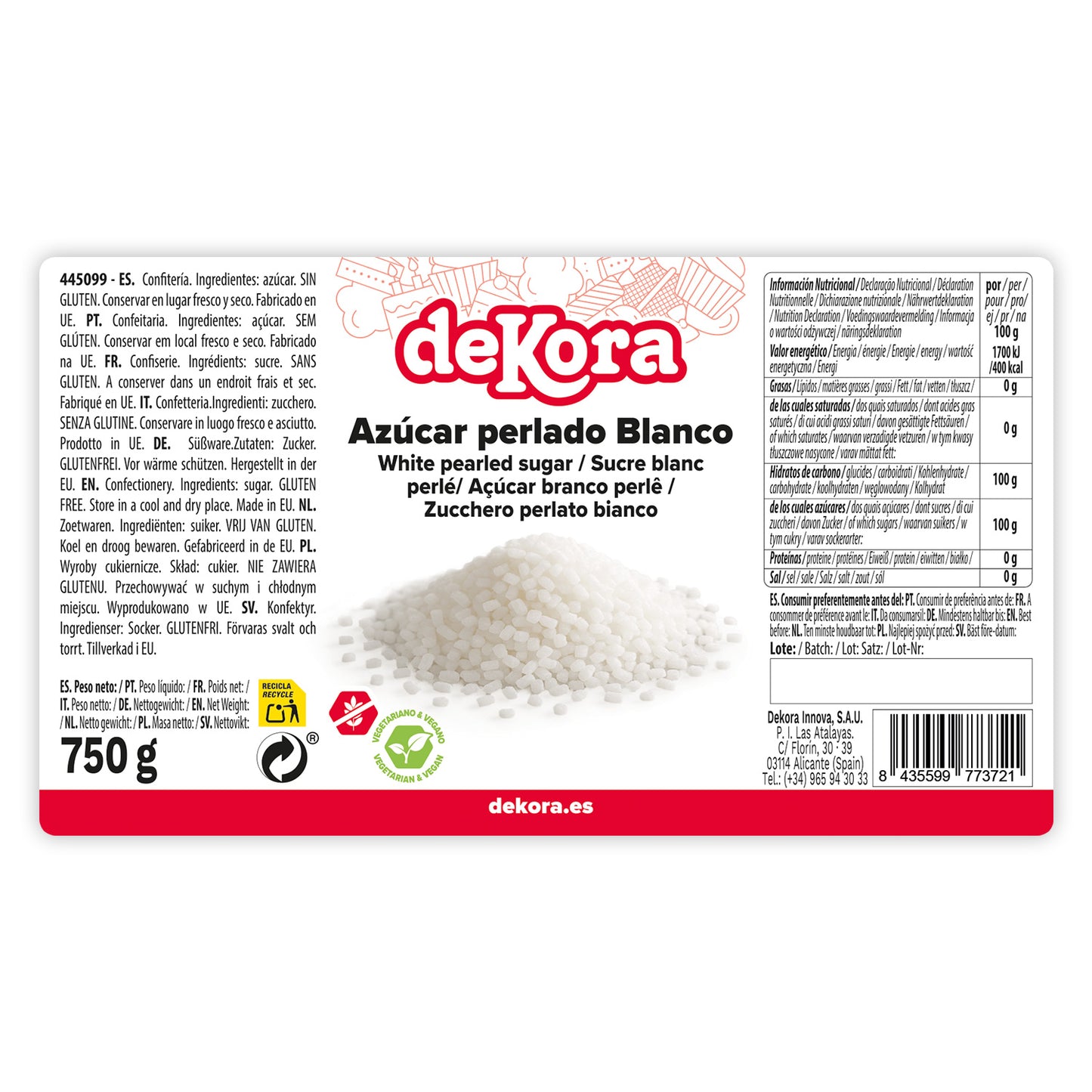 ZUCCHERO PERLATO BIANCO 750GR