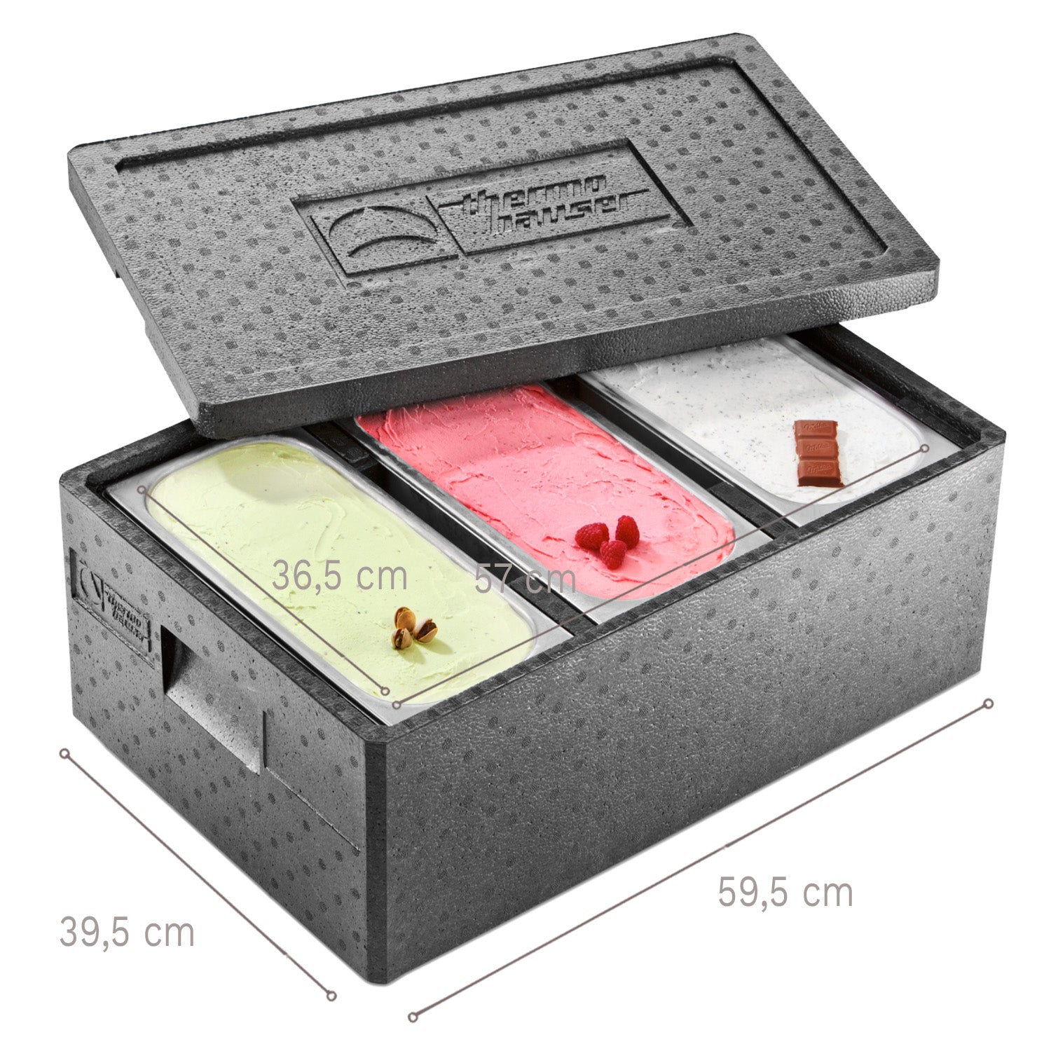 CAIXA ICE-CREAM PARA GELADOS COM TAMPA 59,5 X 39,5 CM
