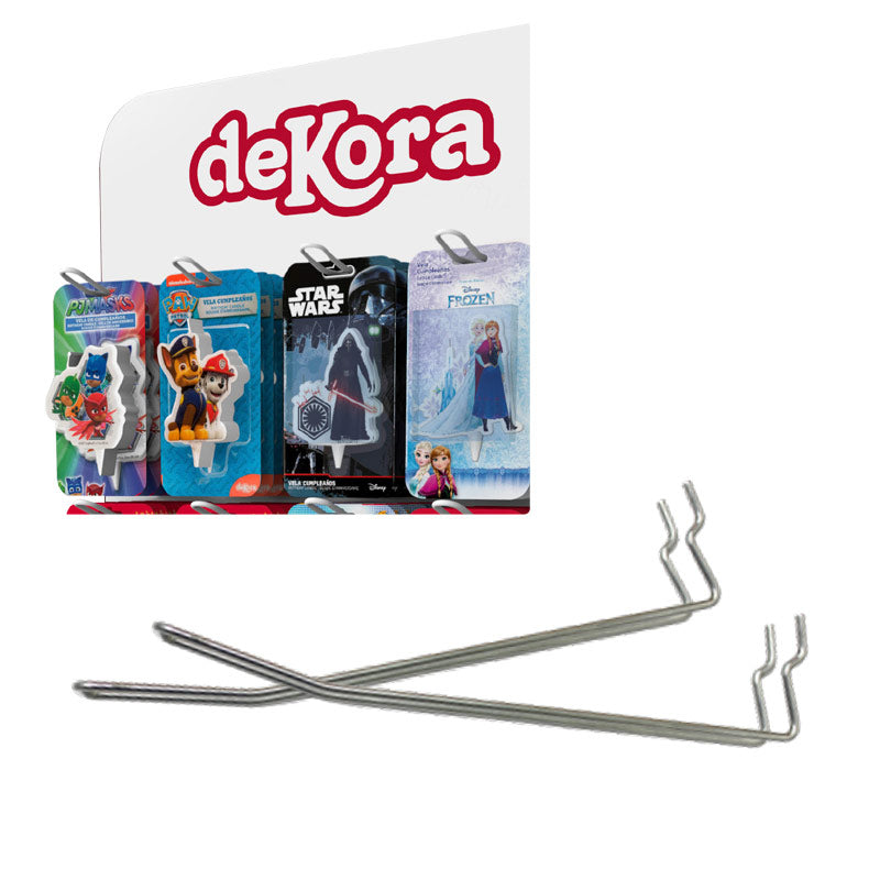 12 GANCI DOPPI METALLICI 20CM PER ESPOSITORI