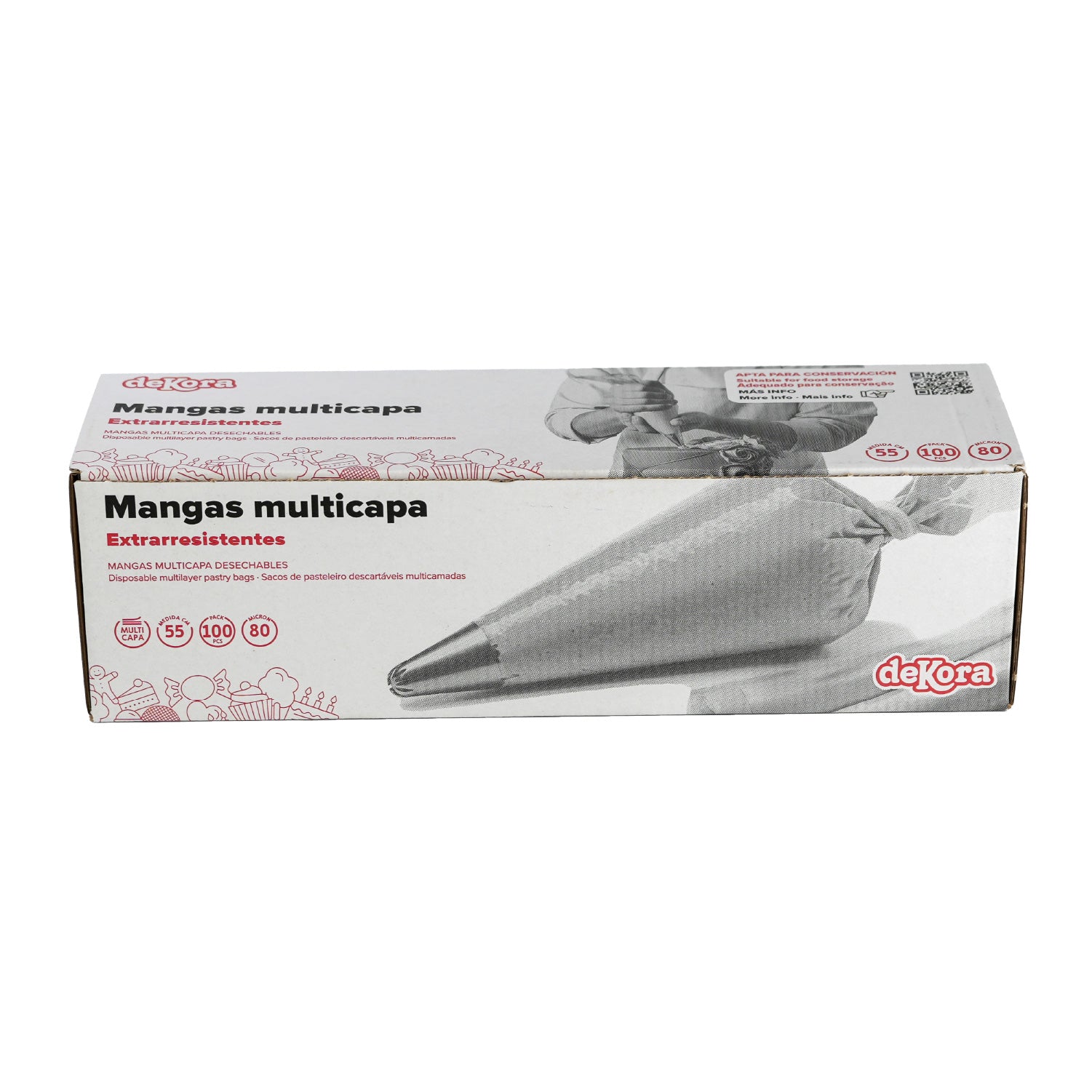 MANGA DESECHABLE TRANSP. MULTICAPA 55CM 100 UDS -80 MICRAS