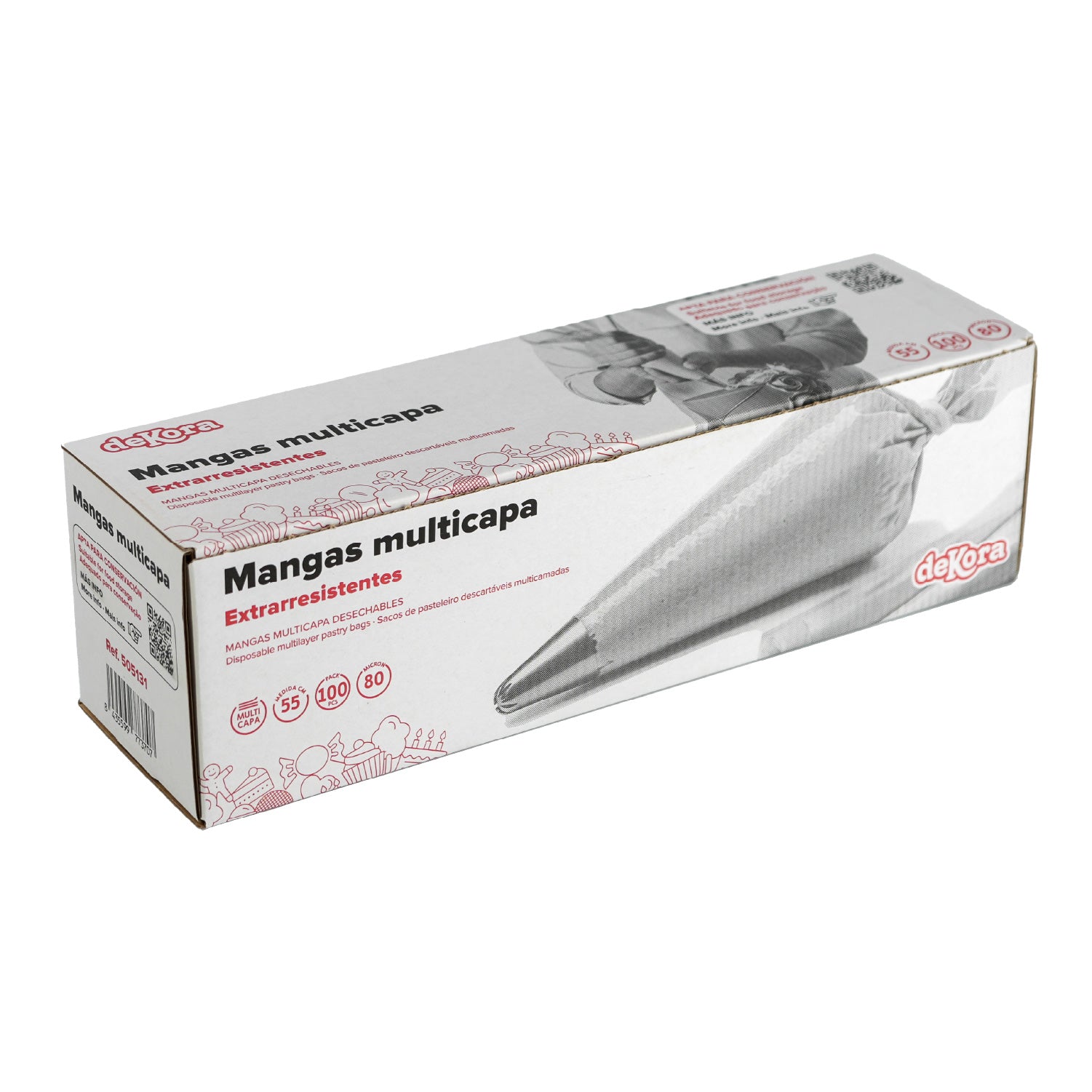 MANGA DESECHABLE TRANSP. MULTICAPA 55CM 100 UDS -80 MICRAS