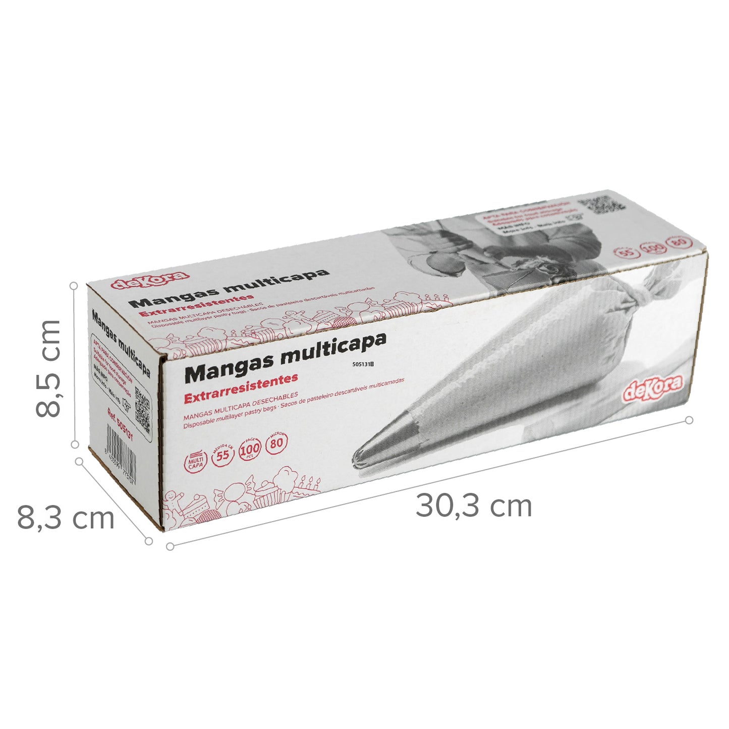 MANGA DESECHABLE TRANSP. MULTICAPA 55CM 100 UDS -80 MICRAS