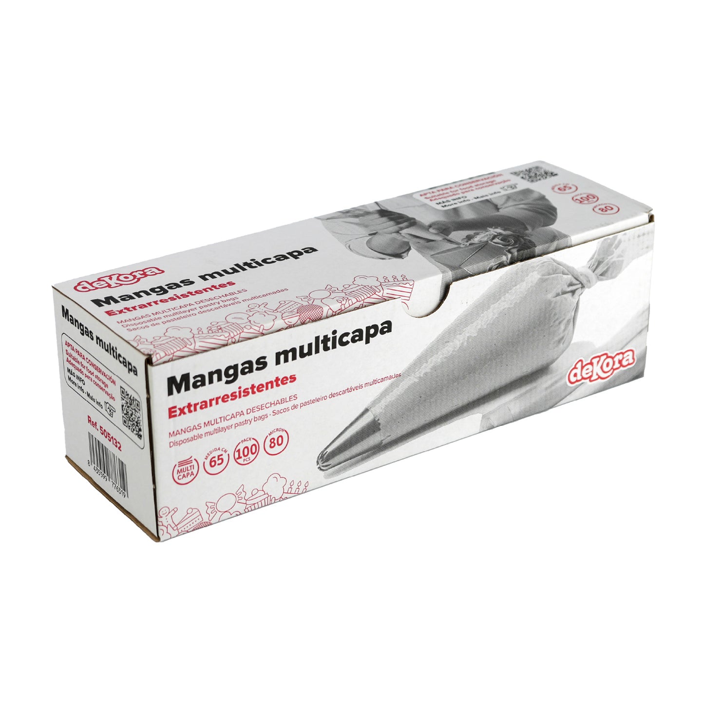 MANGA DESECHABLE TRANSP. MULTICAPA 65 CM 100 UDS-80 MICRAS
