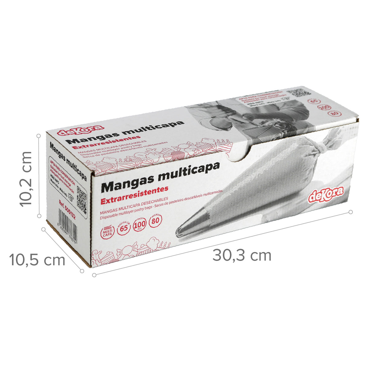 DISPOSABLE TRANSPARENT MULTILAYER PIPING BAG 65 CM 100 PCS 80 MICRONS