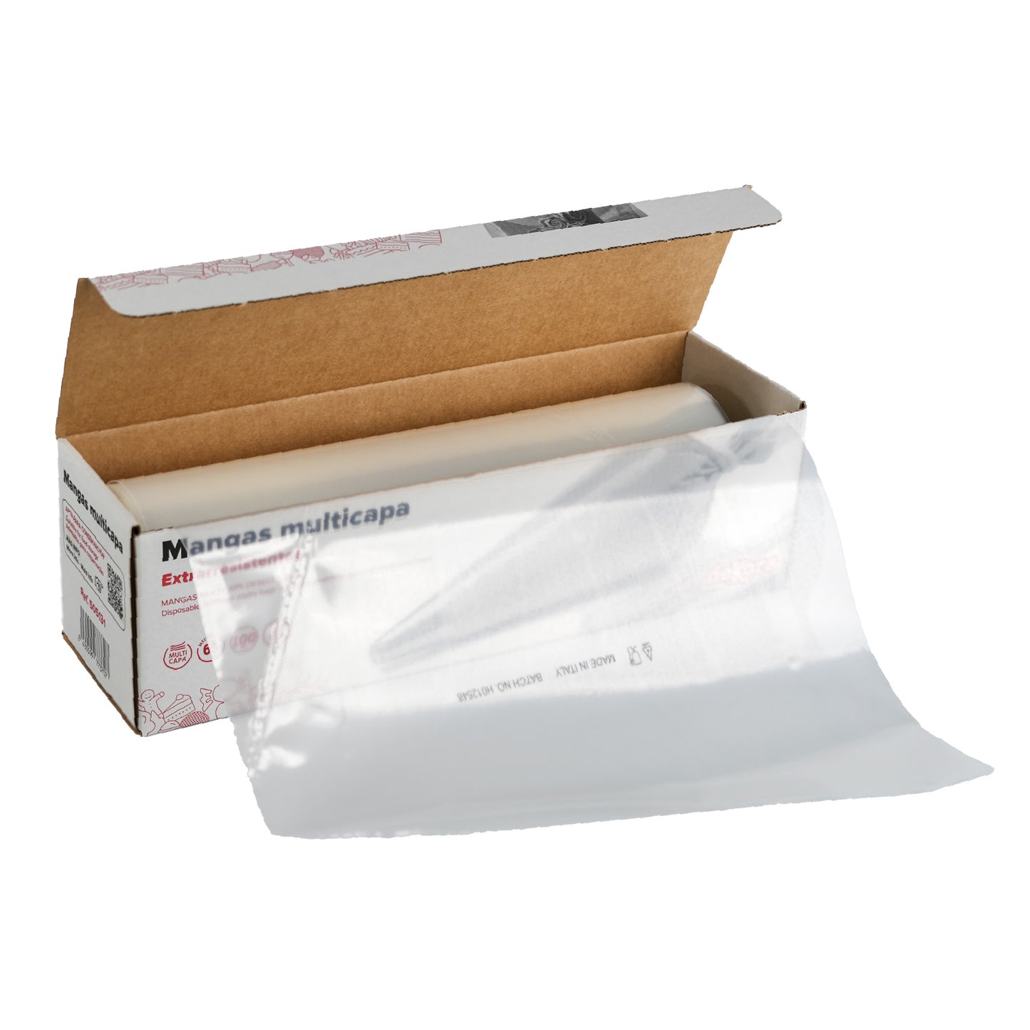 MANGA DESECHABLE TRANSP. MULTICAPA 65 CM 100 UDS-80 MICRAS
