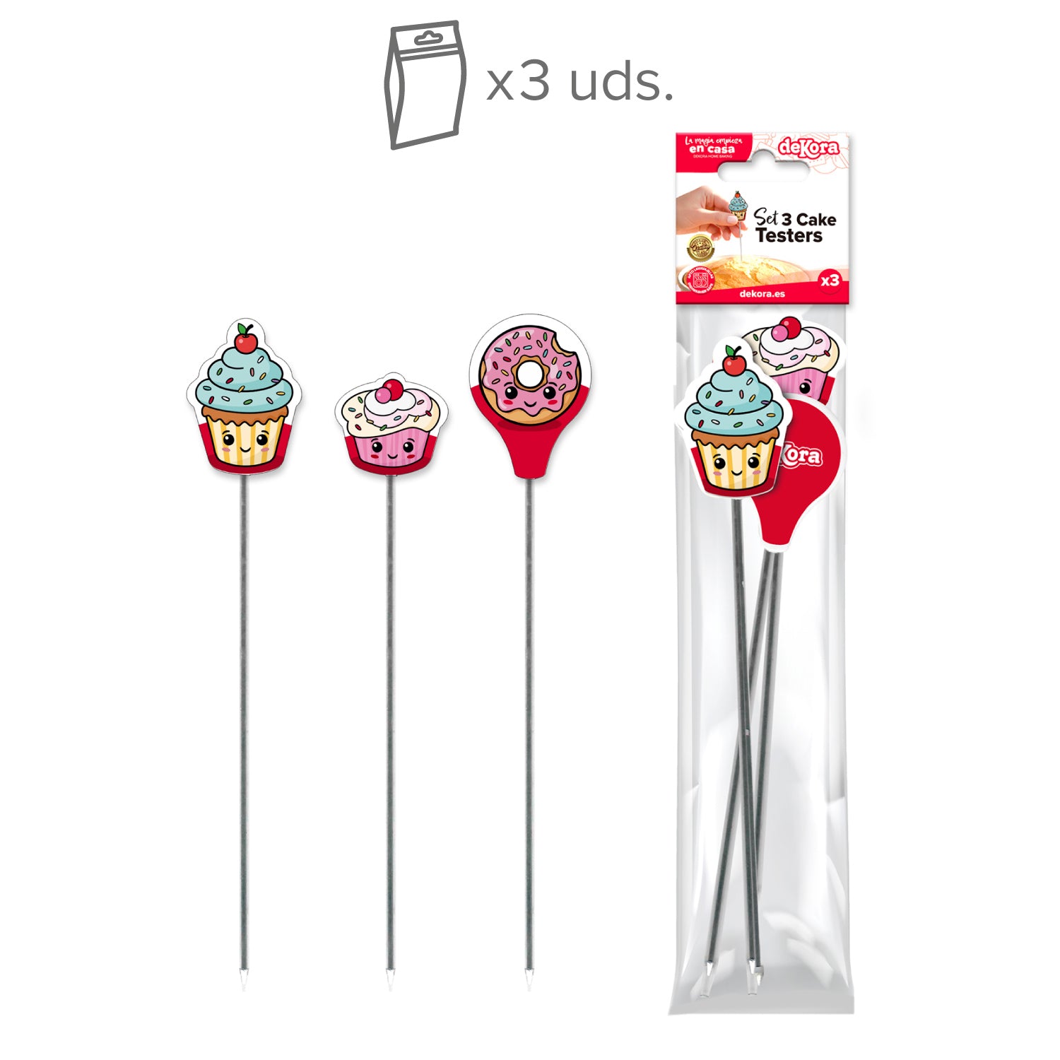 PACK 3 CAKE TESTERS ACCIAIO INOSSIDABILE- DEKORA HOME BAKING