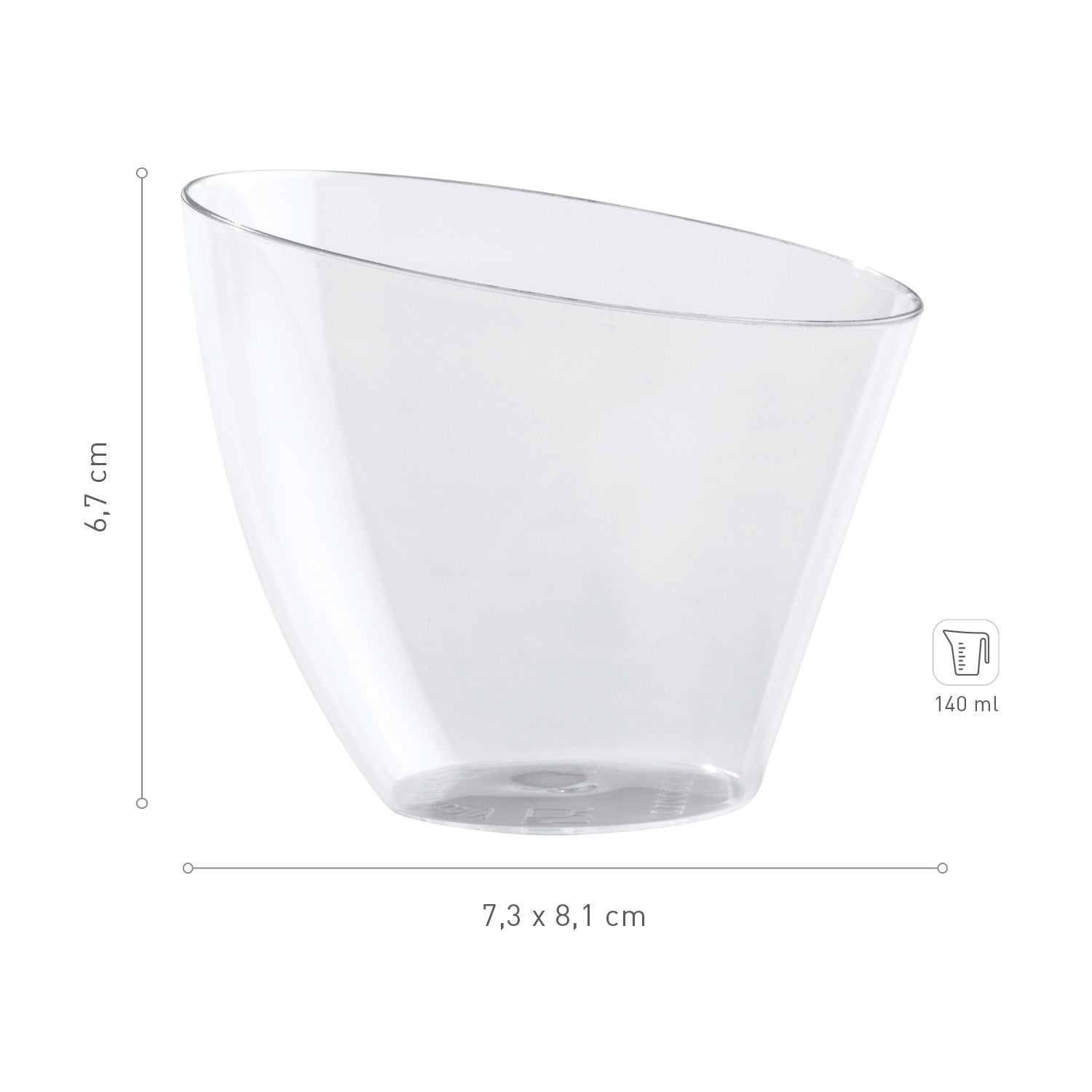 COPO PLÁSTICO TRANSPARENTE VELA 73X81H67MM CAP.140ML