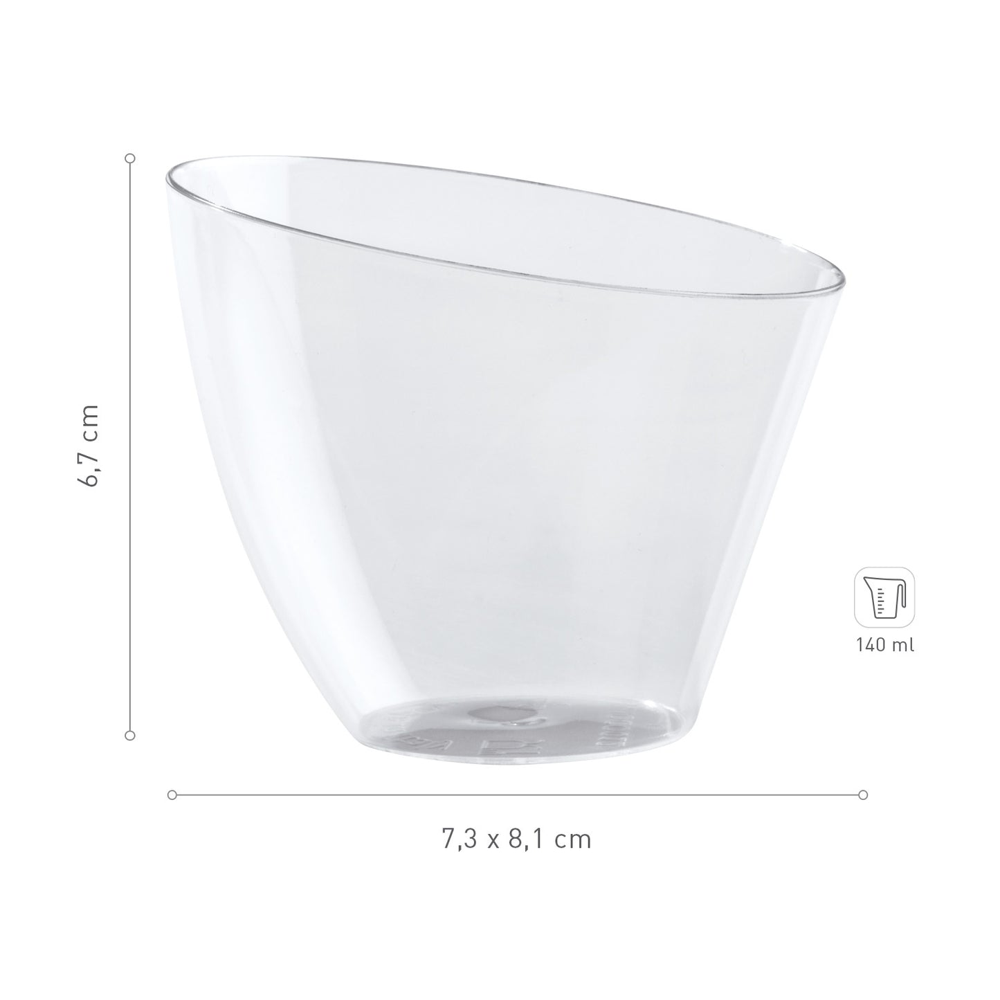 COPO PLÁSTICO TRANSPARENTE VELA 73X81H67MM CAP.140ML