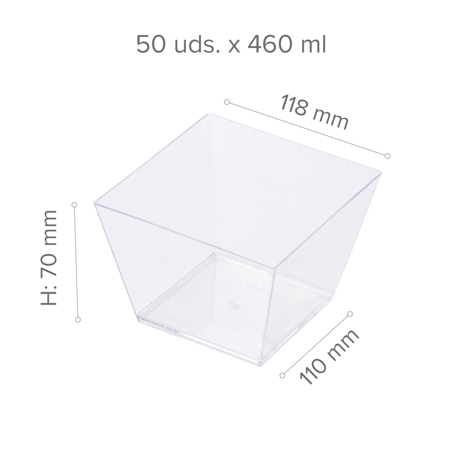 TRANSPARENT PLASTIC CUP ZEN 100 X 118 X H70 MM – 460 ML – 50 PCS