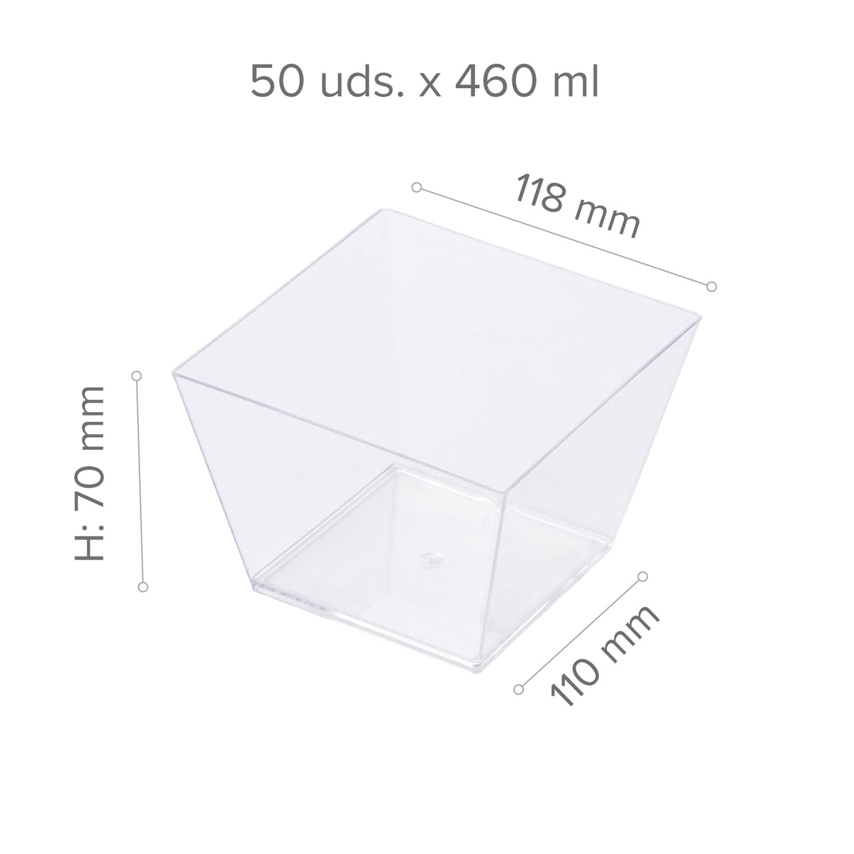 TRANSPARENT PLASTIC CUP ZEN 100 X 118 X H70 MM – 460 ML – 50 PCS