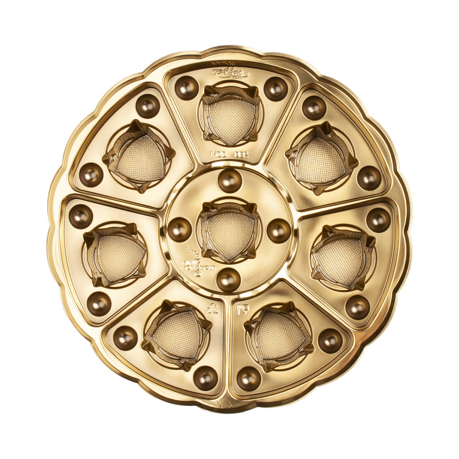 CAJA REDONDA COLOR ORO 8 PZAS