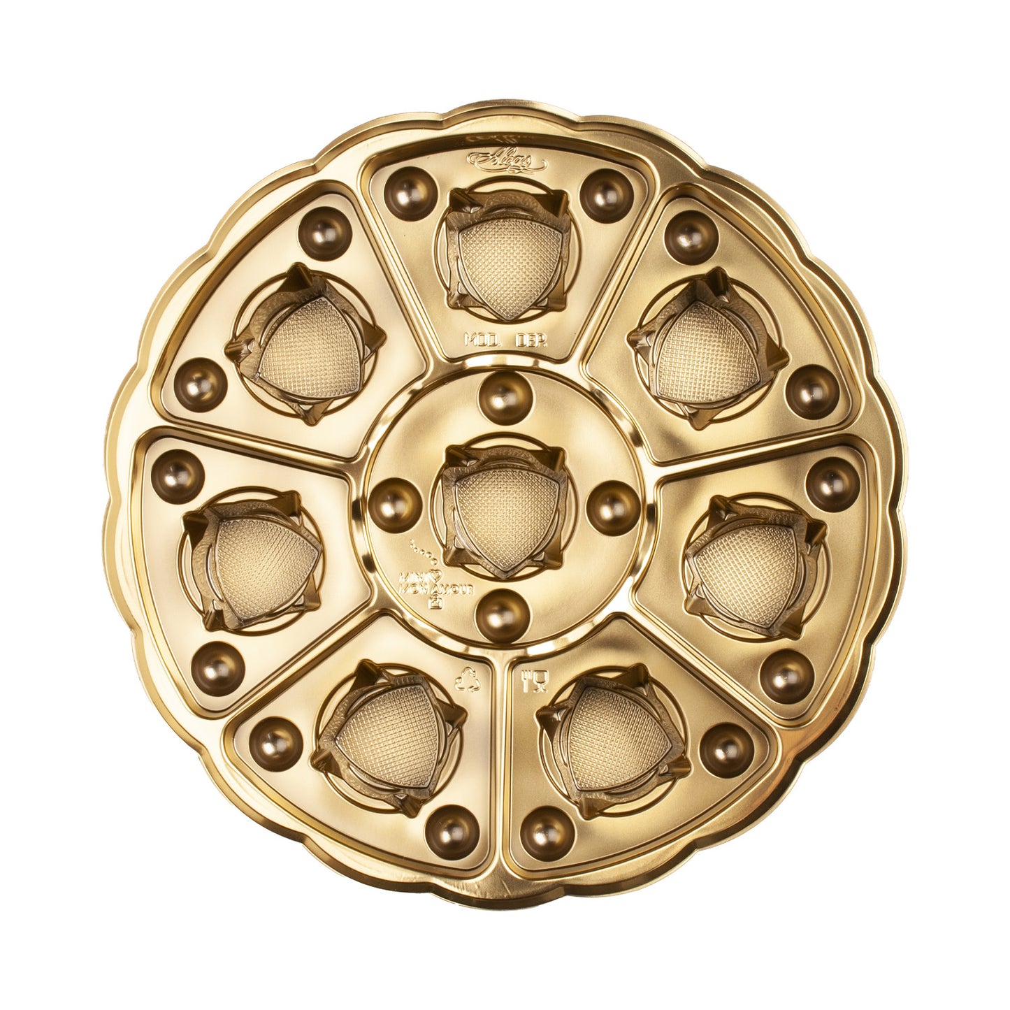 CAJA REDONDA COLOR ORO 8 PZAS