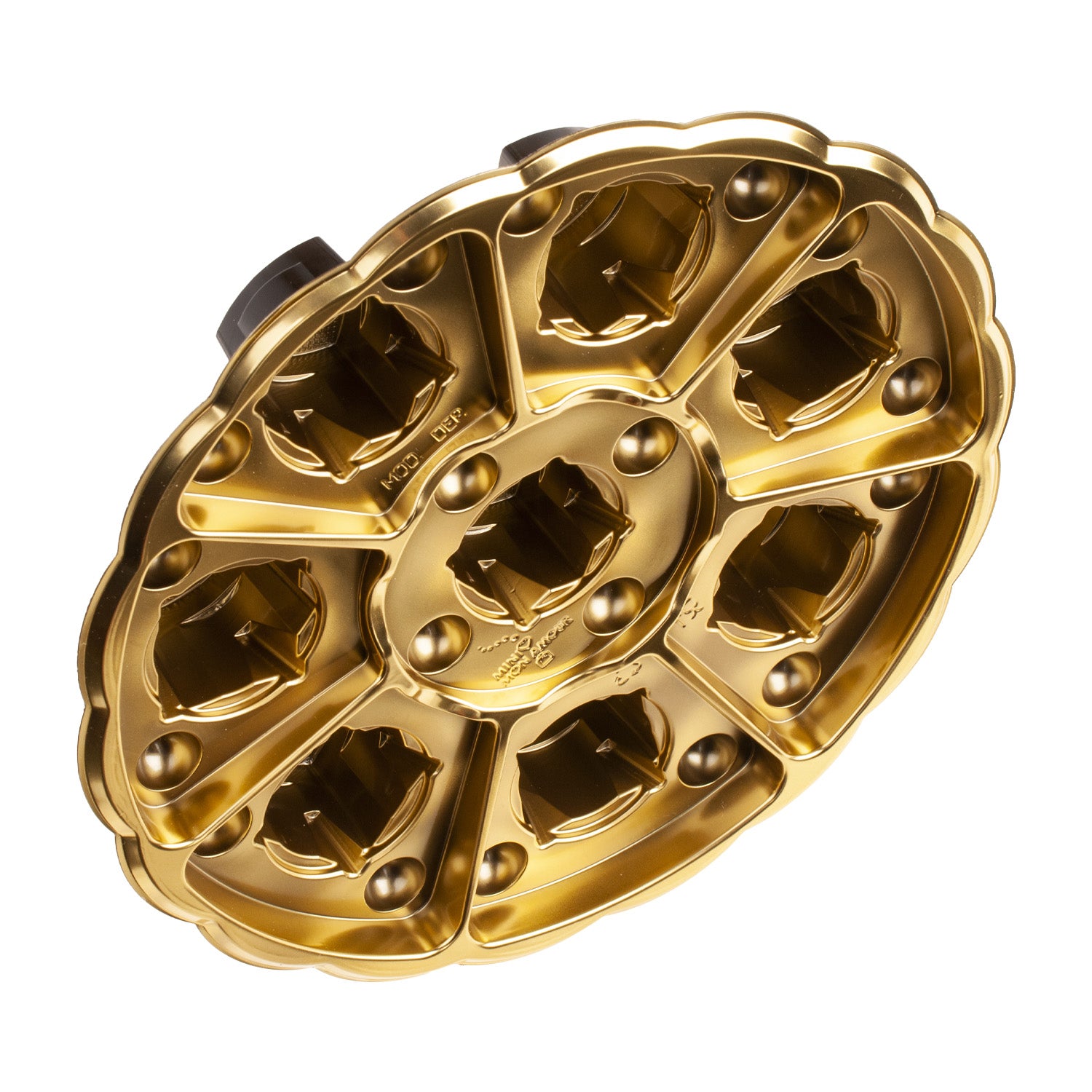 CAJA REDONDA COLOR ORO 8 PZAS