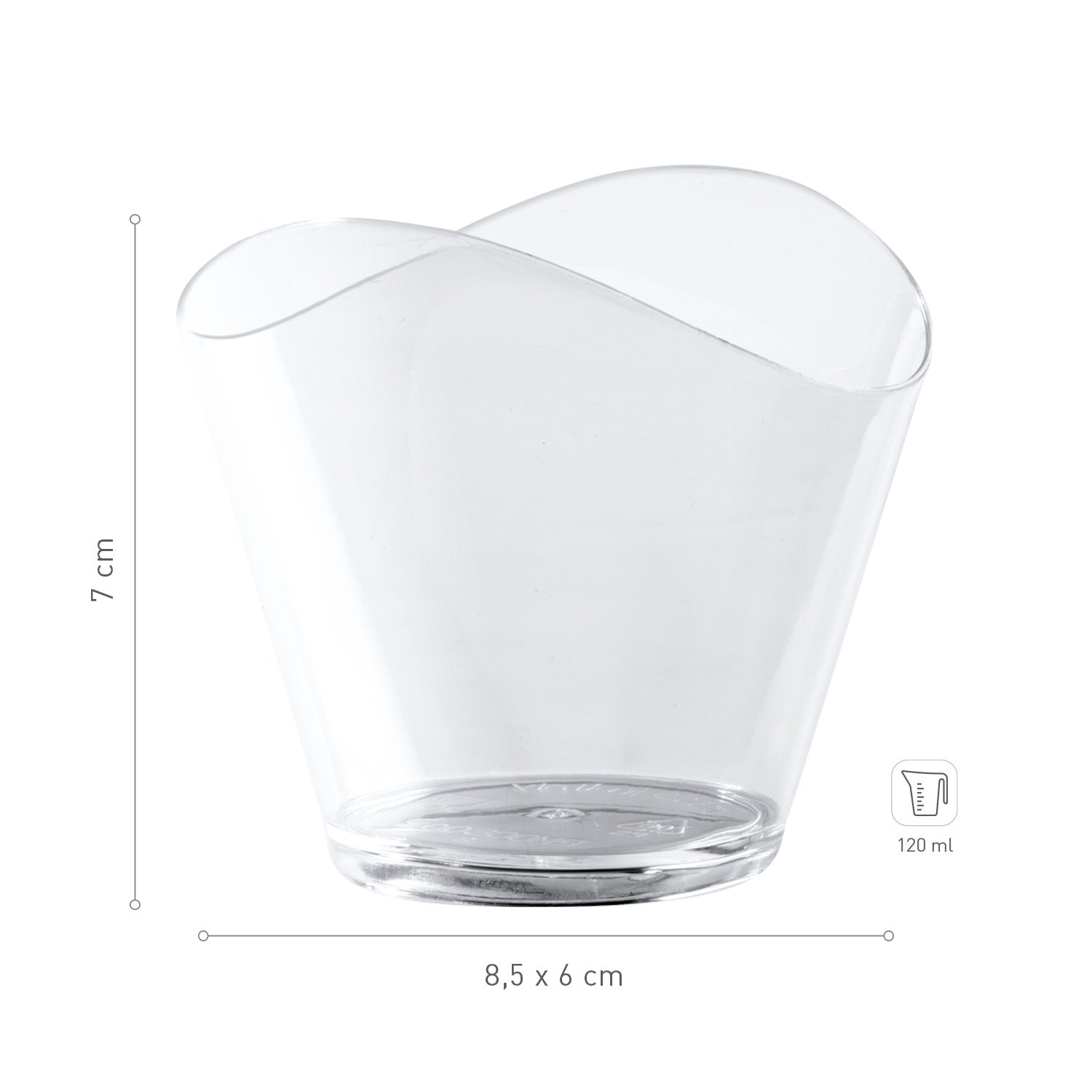 COPO PLÁSTICO TRANSPARENTE WAVE 85X60H70MM CAP.120ML