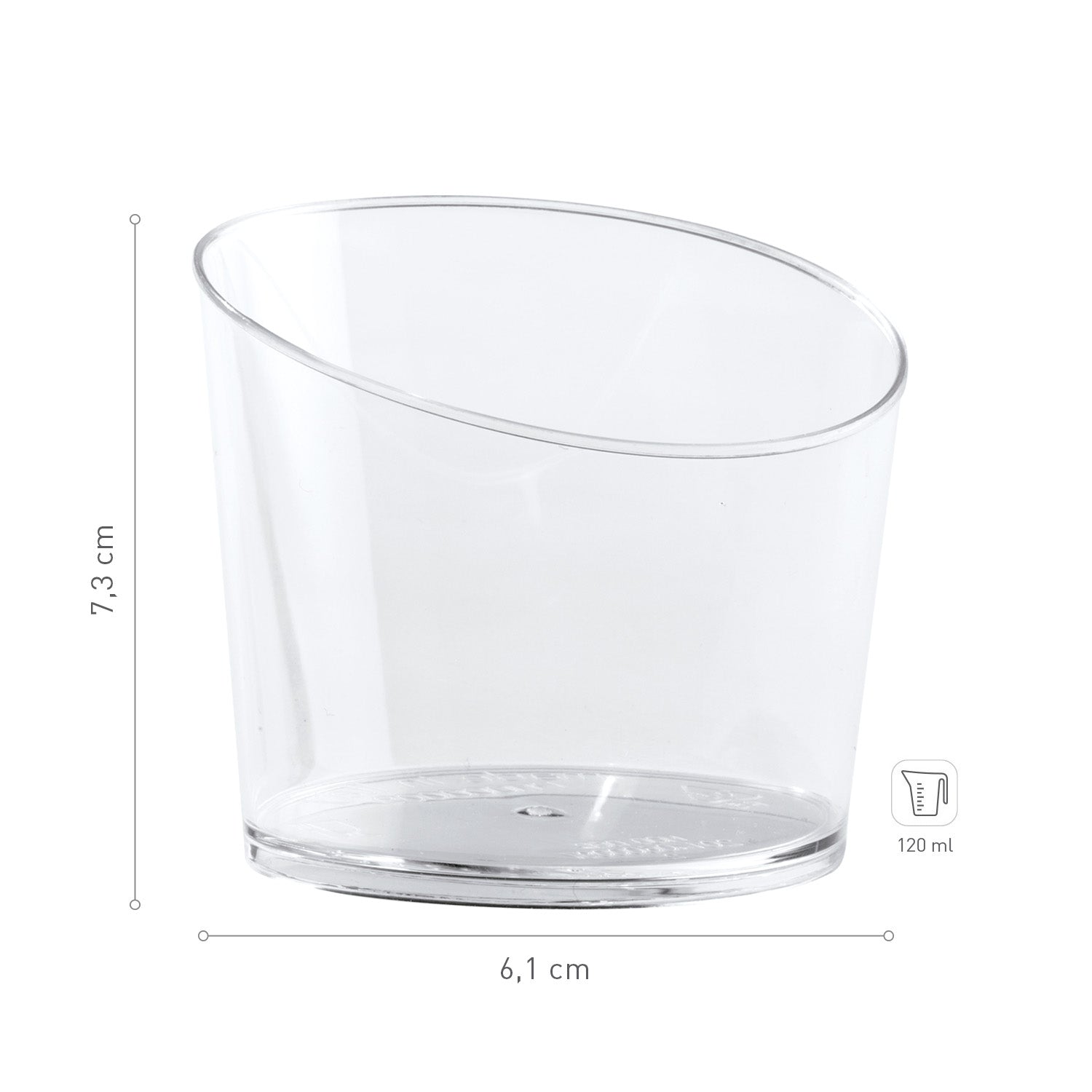 VASITO PLASTICO TRANSPARENTE GREEK Ø 73X61MM CAP.120ML