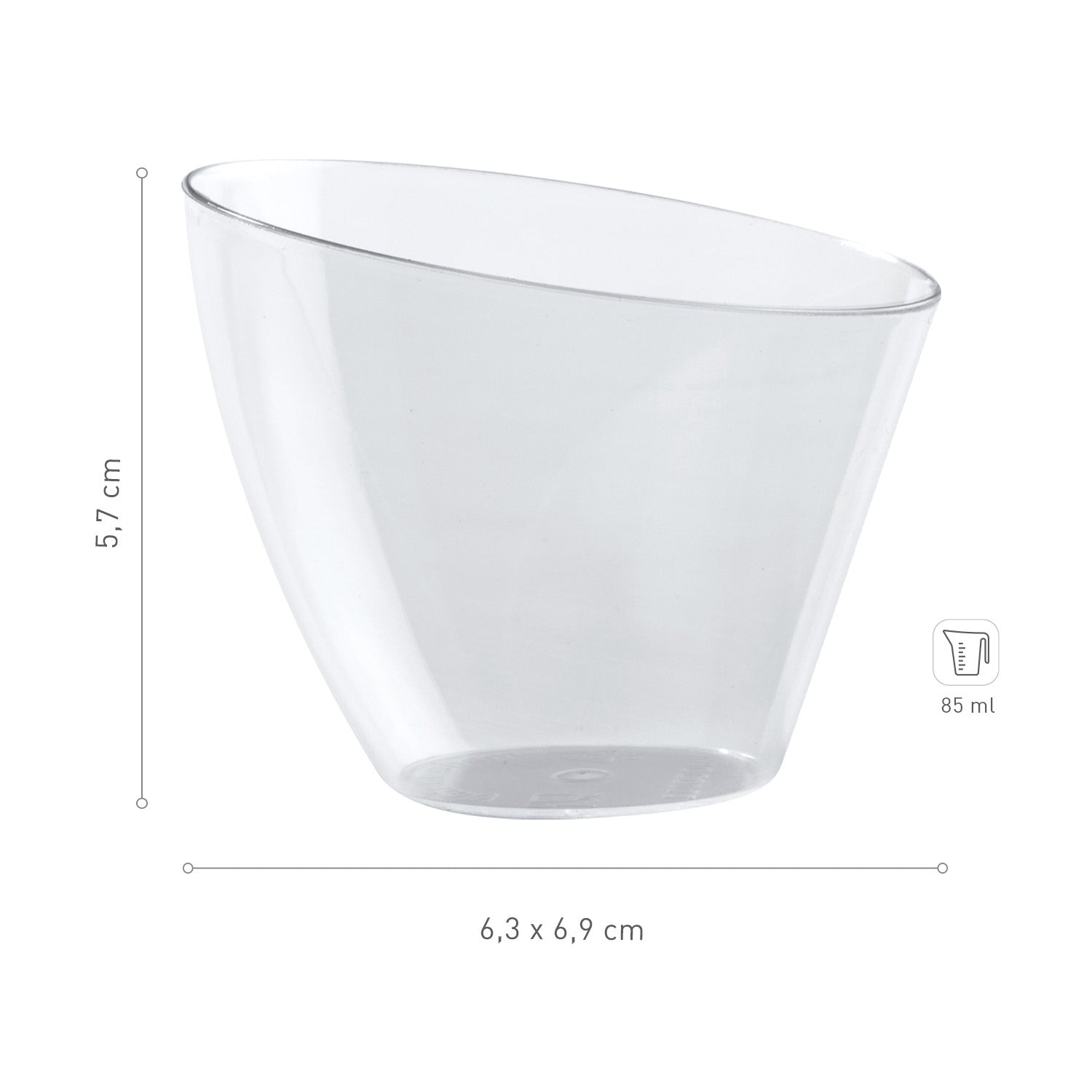 VASITO PLASTICO VELA 63X69 H57MM CAP.85ML