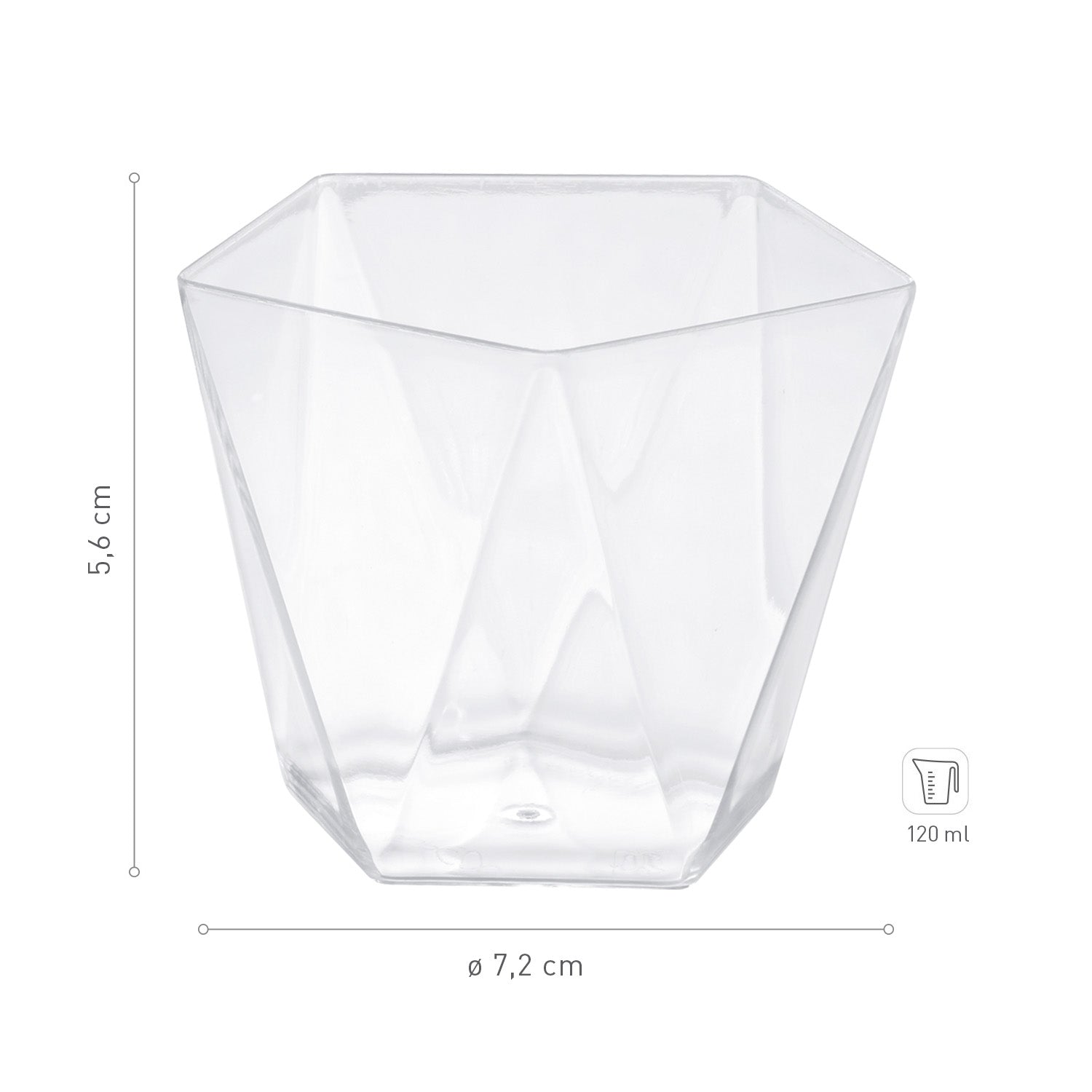 VASITO PLASTICO PENTA Ø 72 H56MM | CAP. 120ML