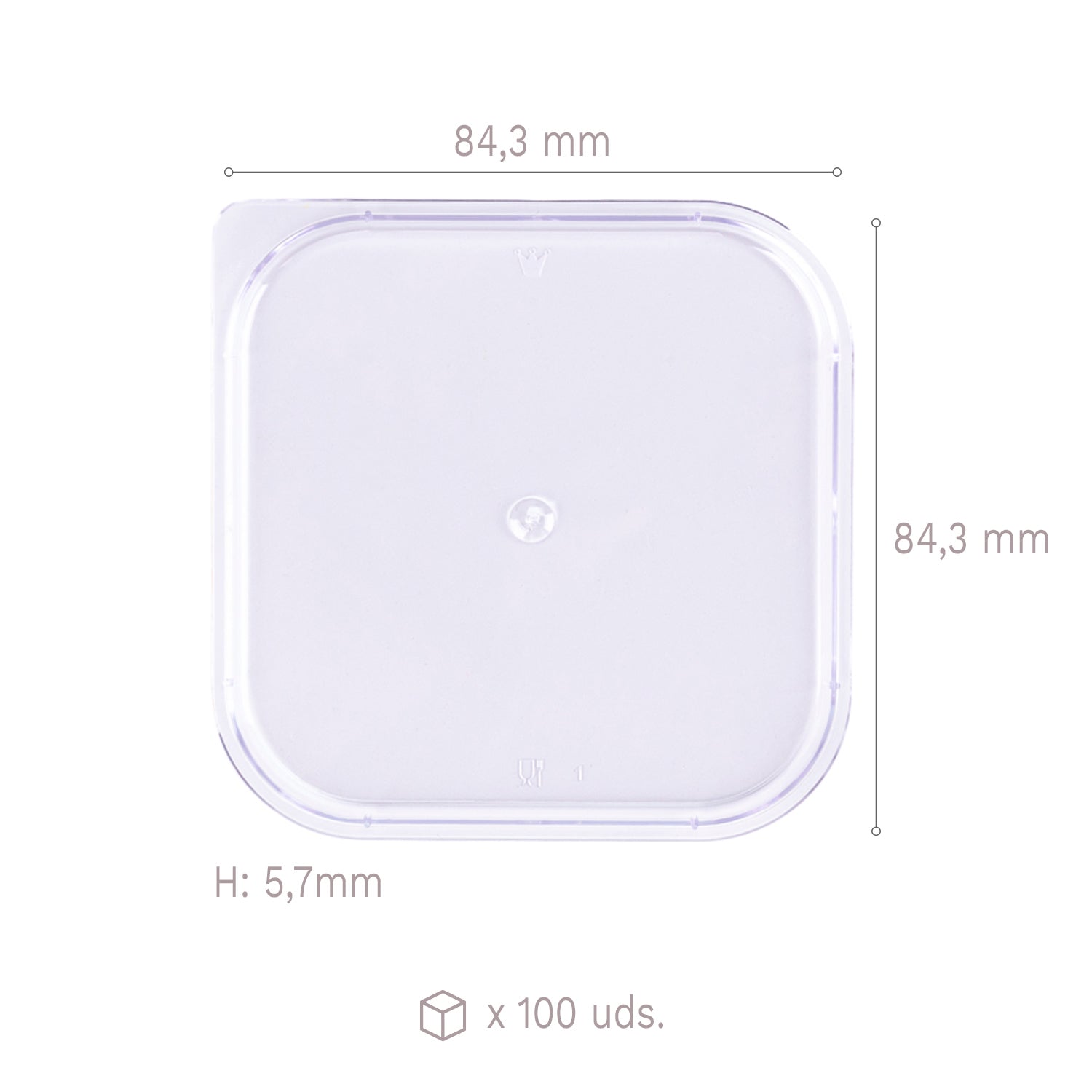 TAPA PARA VASITO PLASTICO KUBITO 84.3X84.3H5.7MM