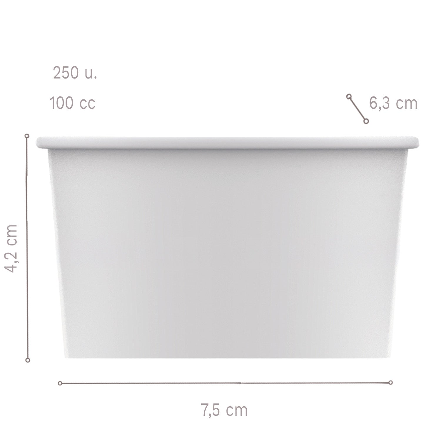 TARRINAS PAPEL PARA HELADO  7,5x 6,3XH4,2CM- 100 CC - 250 UD