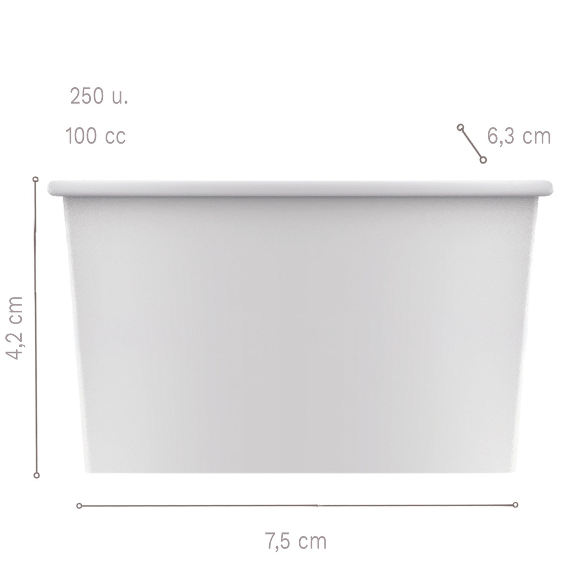 TARRINAS PAPEL PARA HELADO  7,5x 6,3XH4,2CM- 100 CC - 250 UD