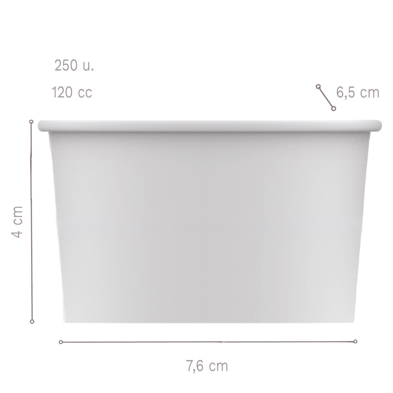 PAPER ICE CREAM CONES  7.6X6.5XH4CM - 120 CC - 250 UNITS