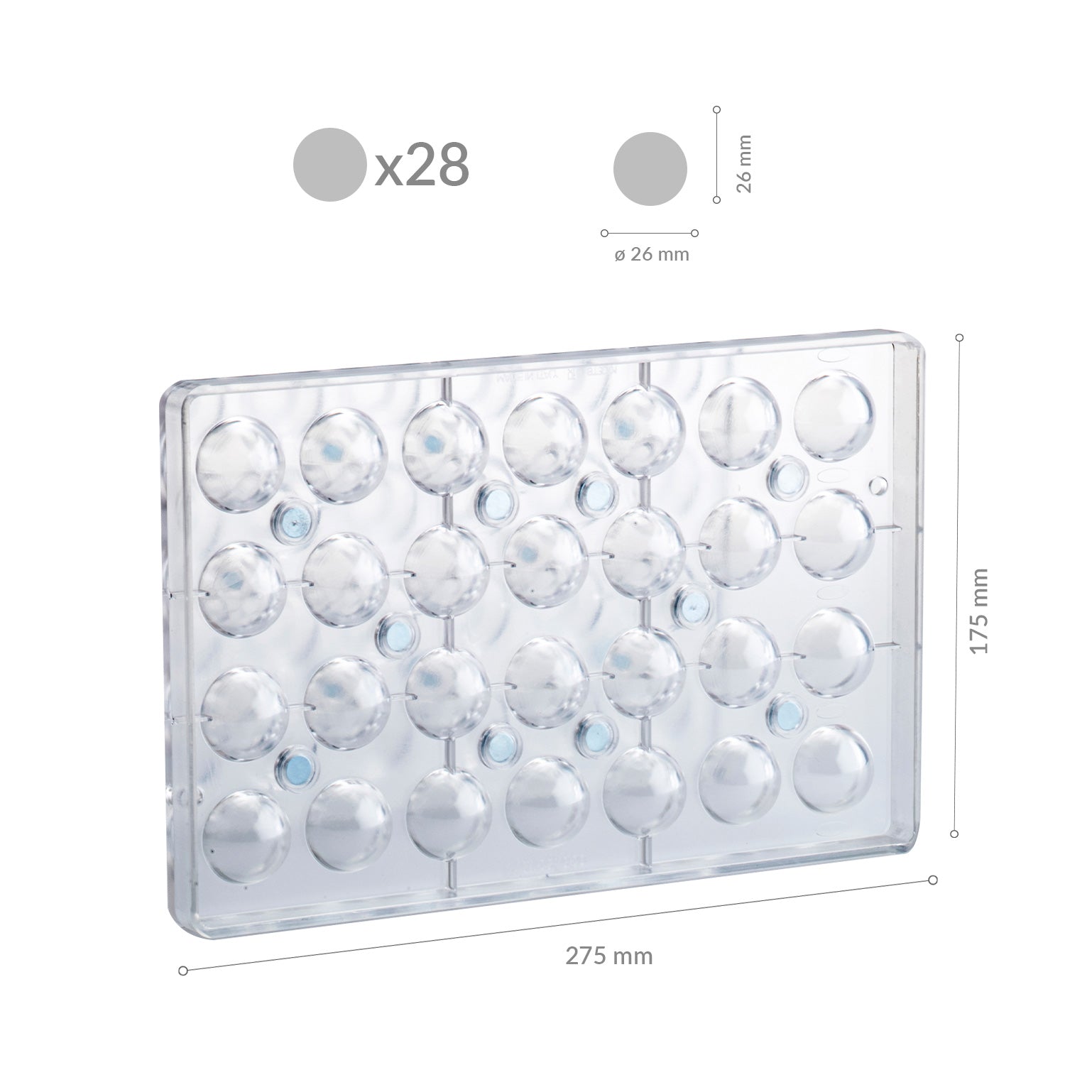 MOULE POLYCARONATE SPHÈRE 3D AVEC AIMANTS 26X26H26MM | 28PCS