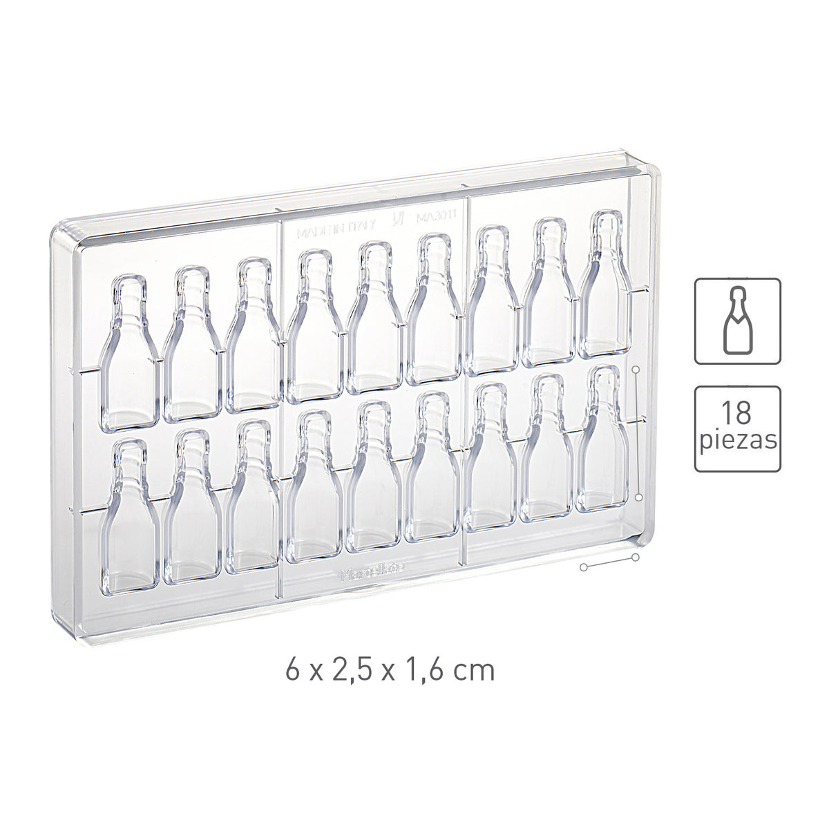 FORMA POLICARBONATO MINI FRASCO 60x20,5 H 16 MM | 18PCS