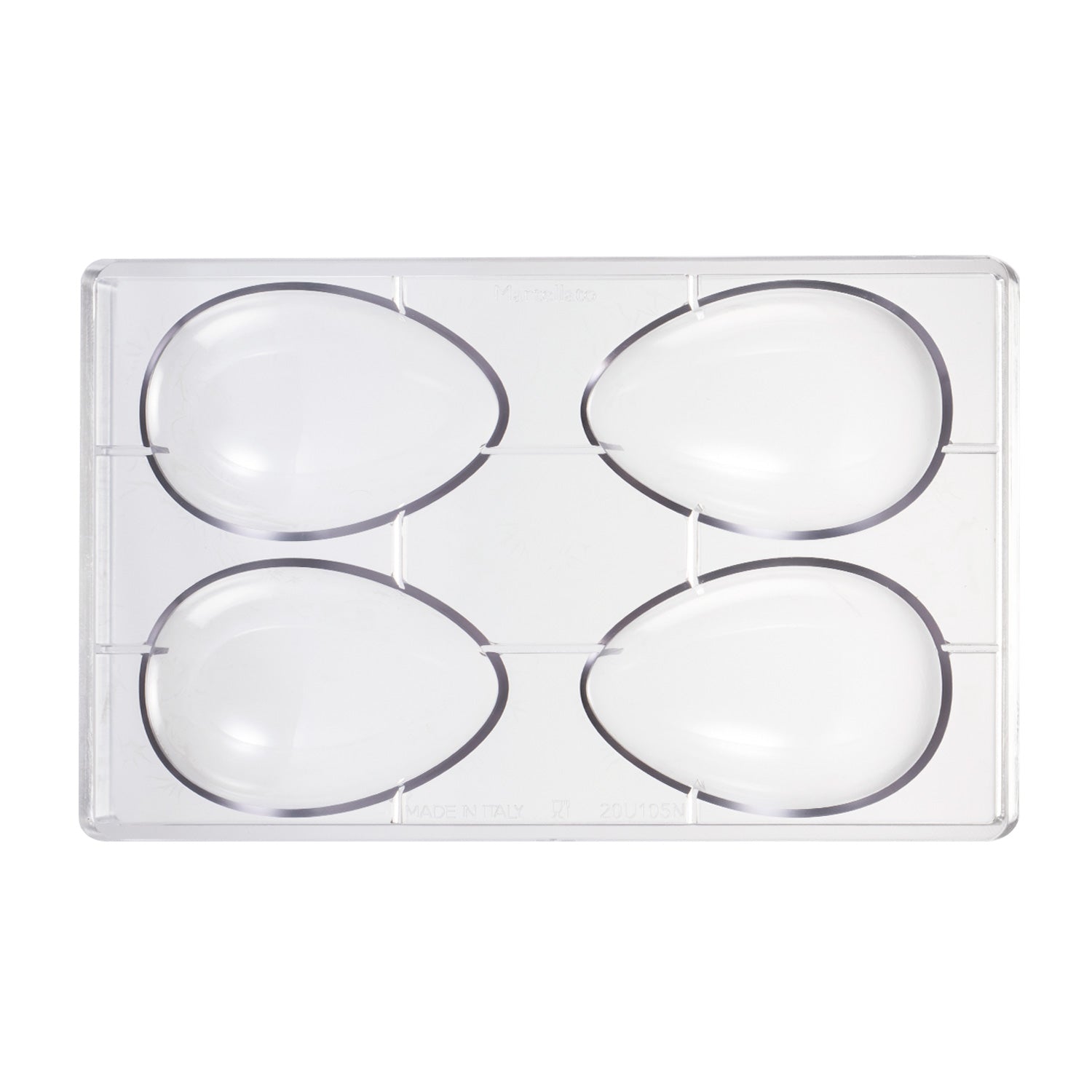 MOULE POLYCARBONATE POUR 2 OEUFS 70GR 72X105MM | 4 MOITIÉS