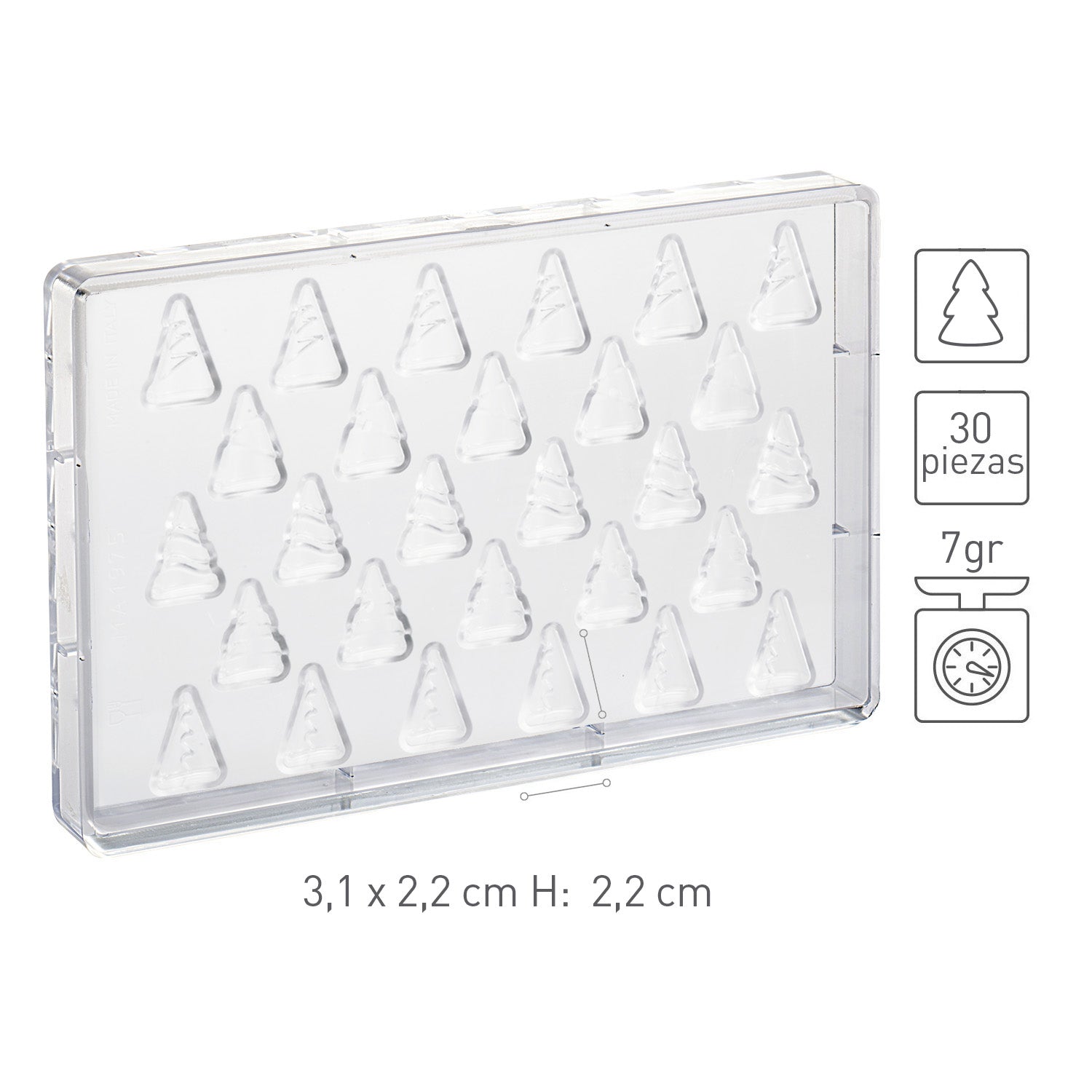 MOULE POLYCARBONATE ARBRE DE NOËL TREE 31X22 H 22MM | 30 PIÈCES