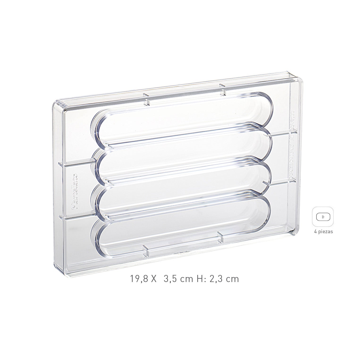 POLYCARBONATE MOLD FLAT 198X35 H 23MM | 4PCS