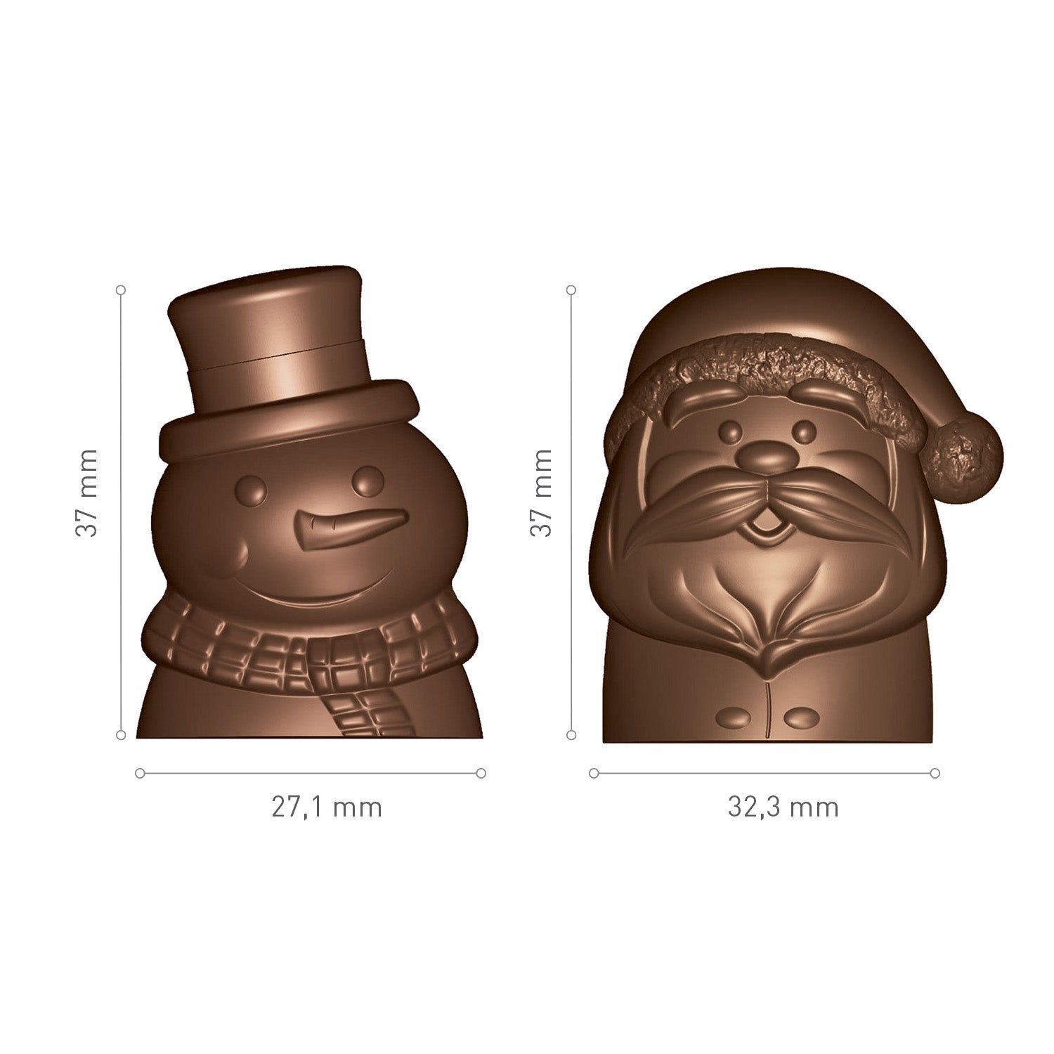 MOLDE POLICARBONATO CHOCOLATE PAPÁ NOEL | MUÑECO NIEVE