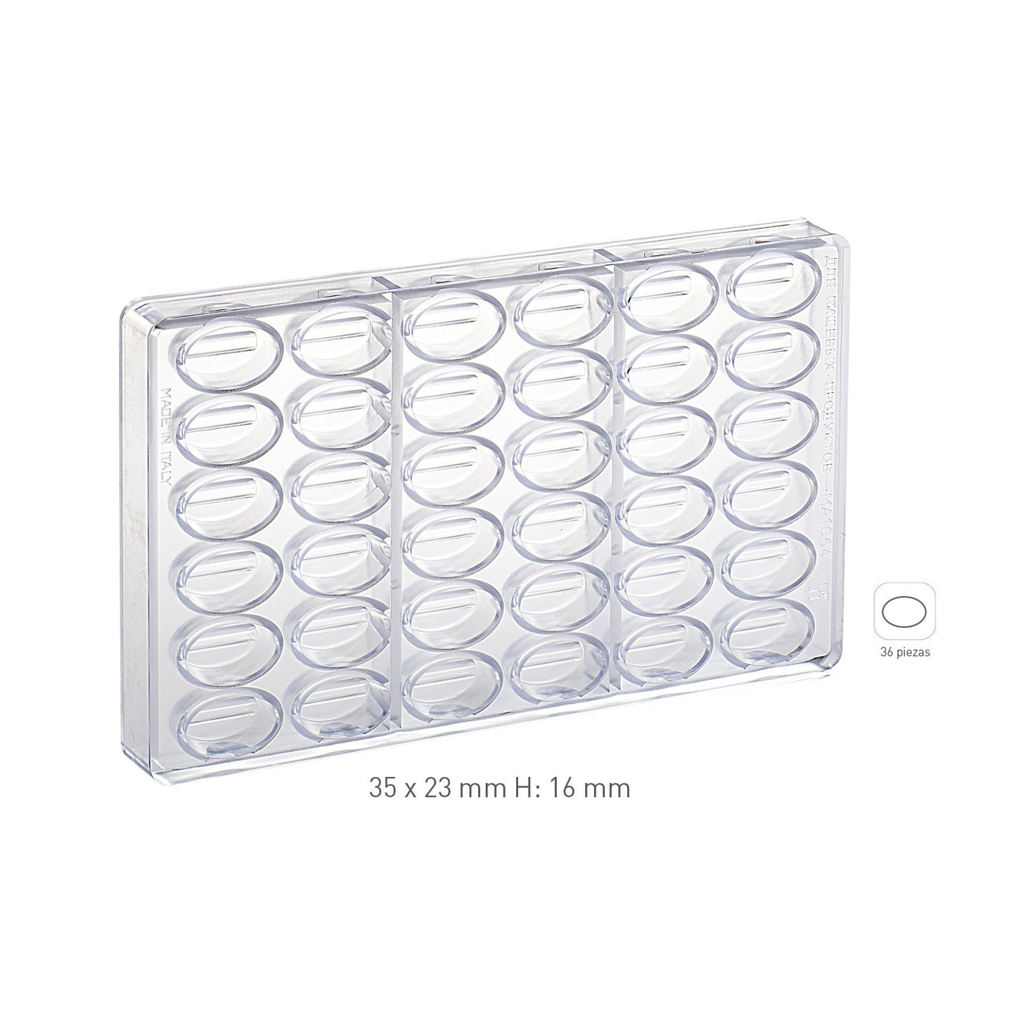 MOULE POLYCARBONATE PRALINE 35X23 H16MM | 36 PCS