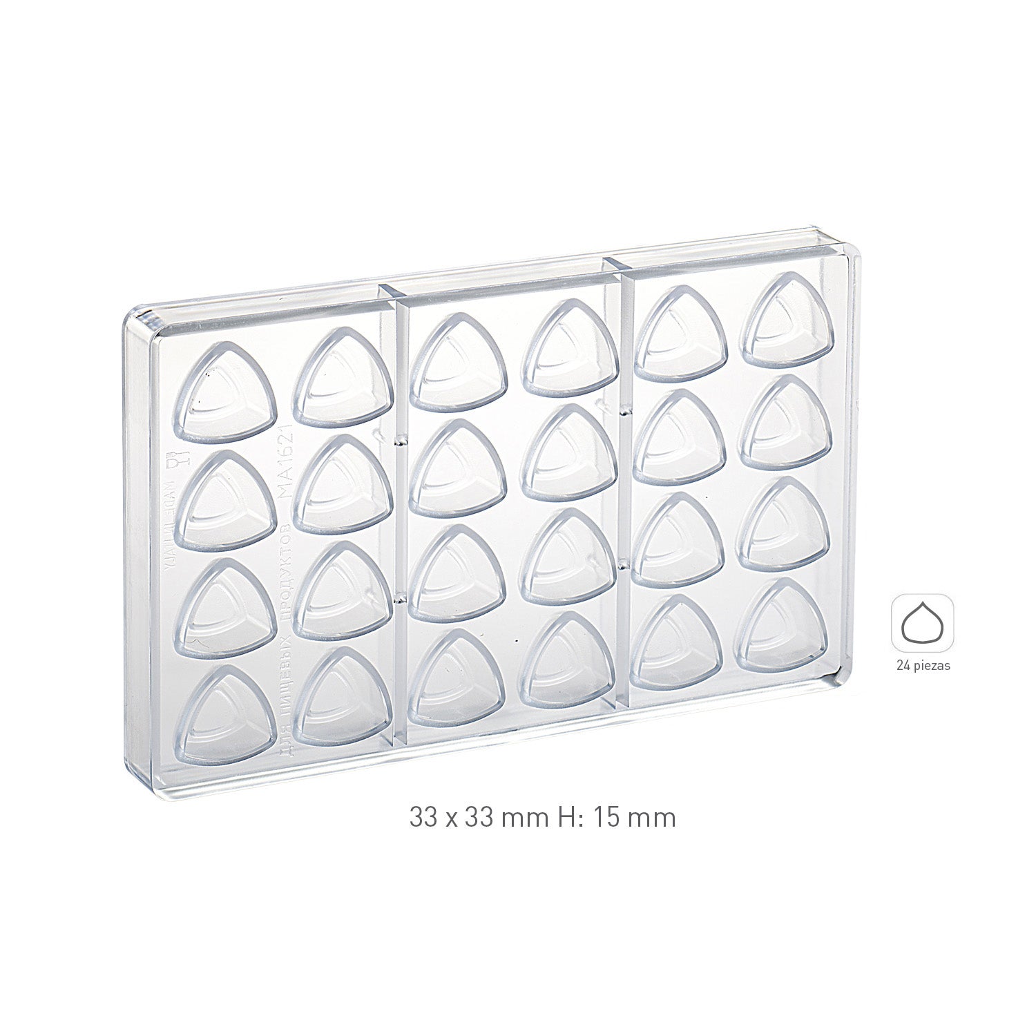MOLDE POLICARBONATO PRALINE 33X33 H15MM | 24 PIEZAS