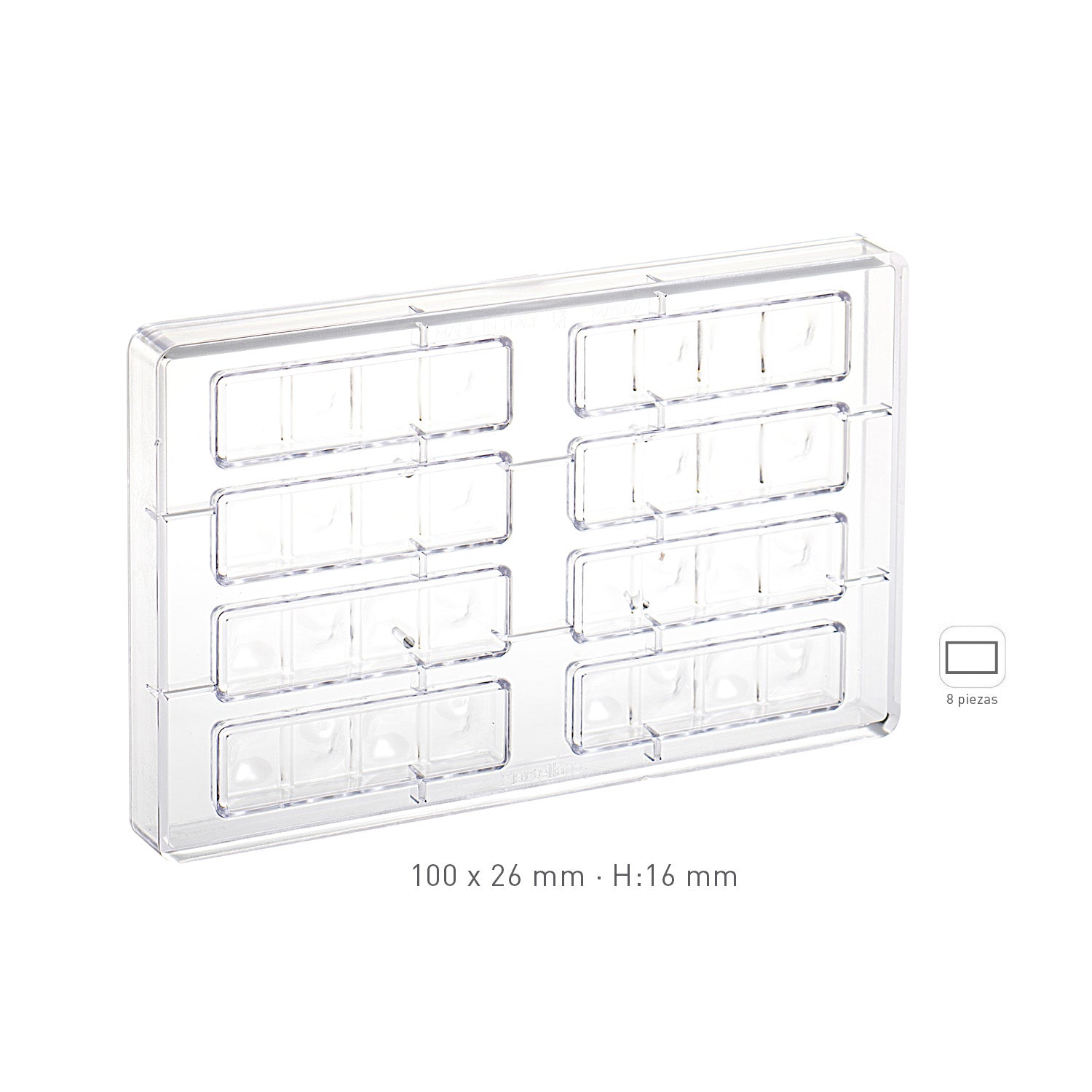 POLICARBONATE SNACK MOULD 100X26MM H16MM | 8 PCS