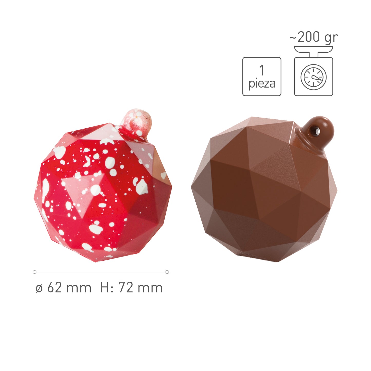 MOLDE POLICARBONATO MAGNÉTICO BOLA NAVIDAD 3D Ø 62XH72MM