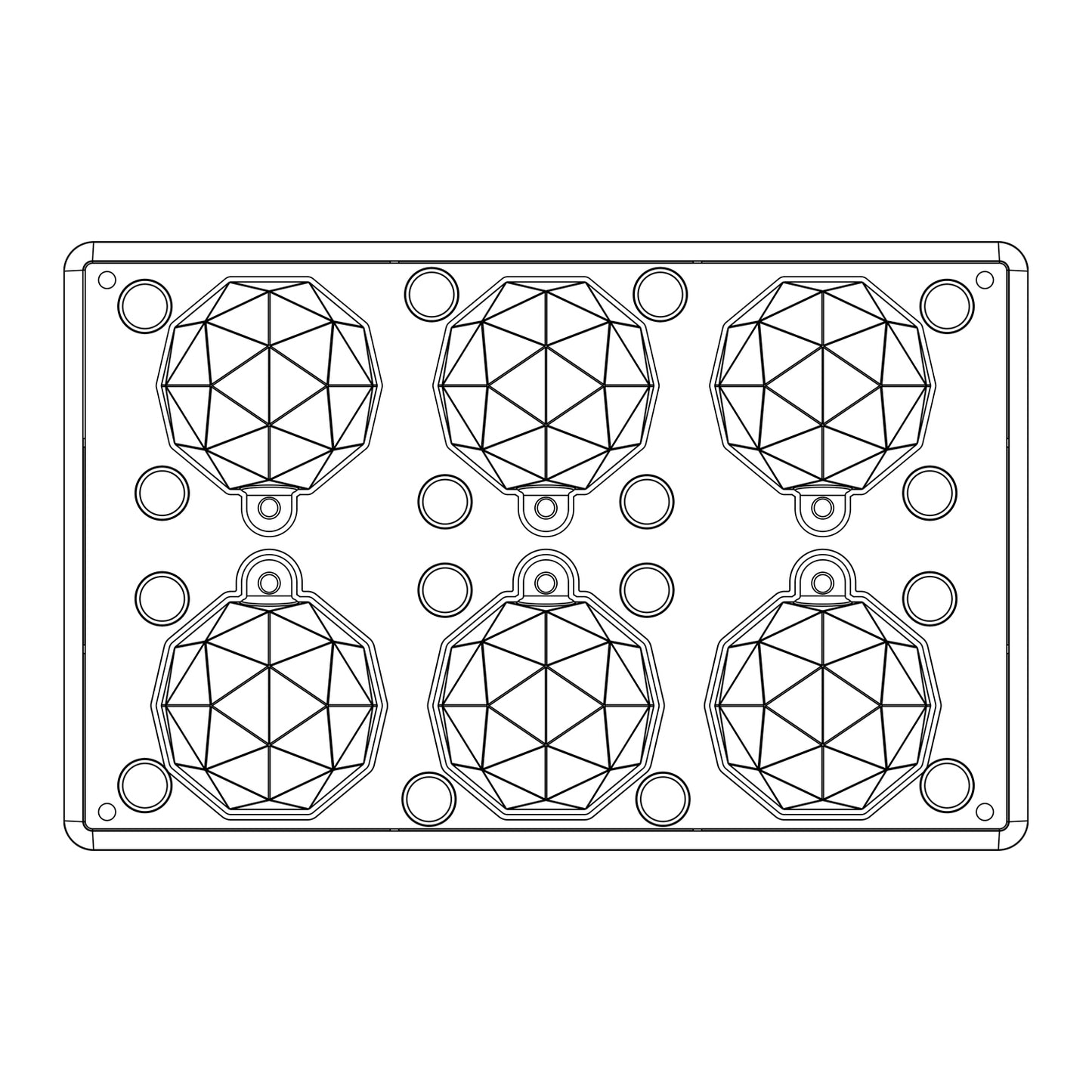 MOLDE POLICARBONATO MAGNÉTICO BOLA NAVIDAD 3D Ø 62XH72MM