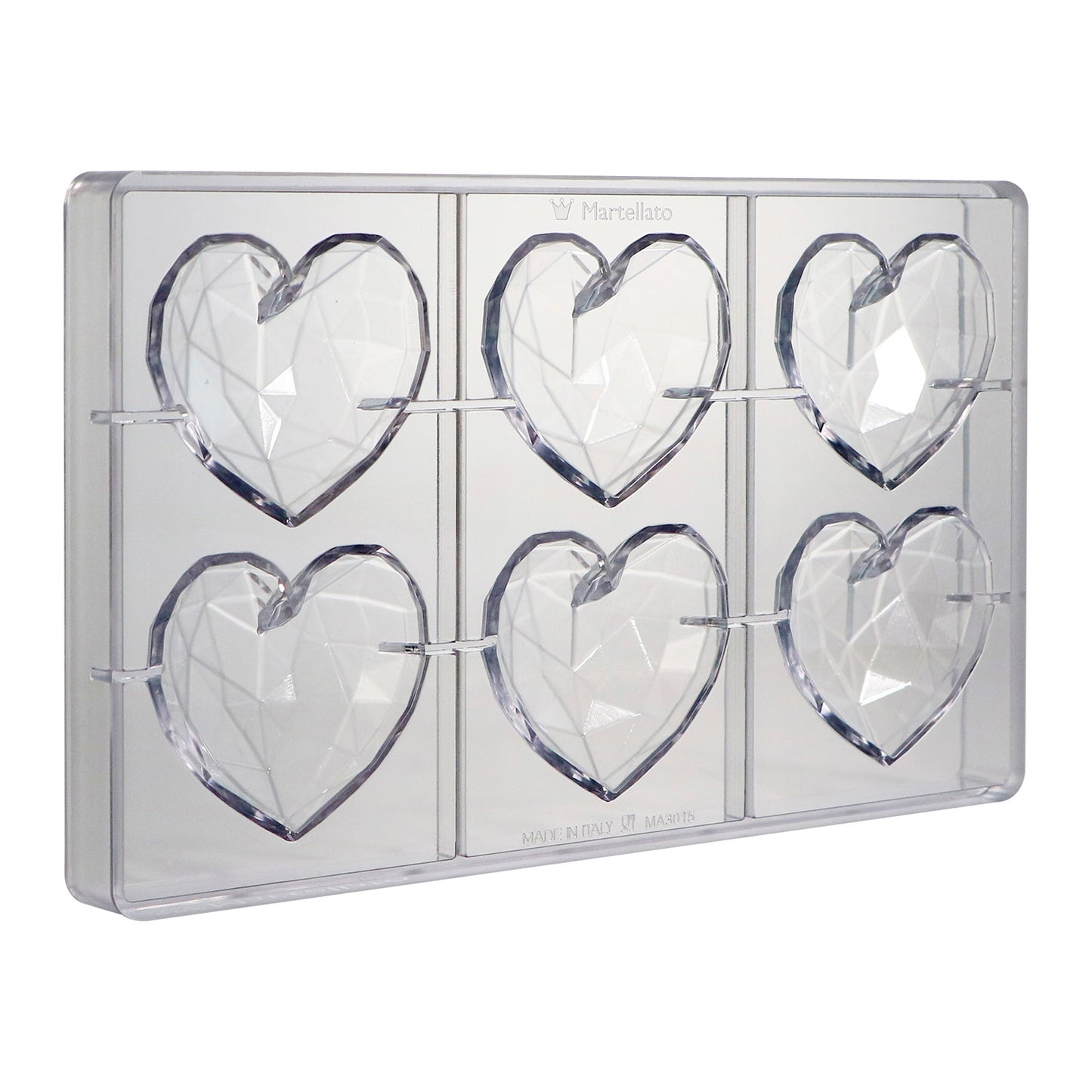 POLYCARBONATE MOLD DIAMOND HEART 70X66H20MM | 6PCS