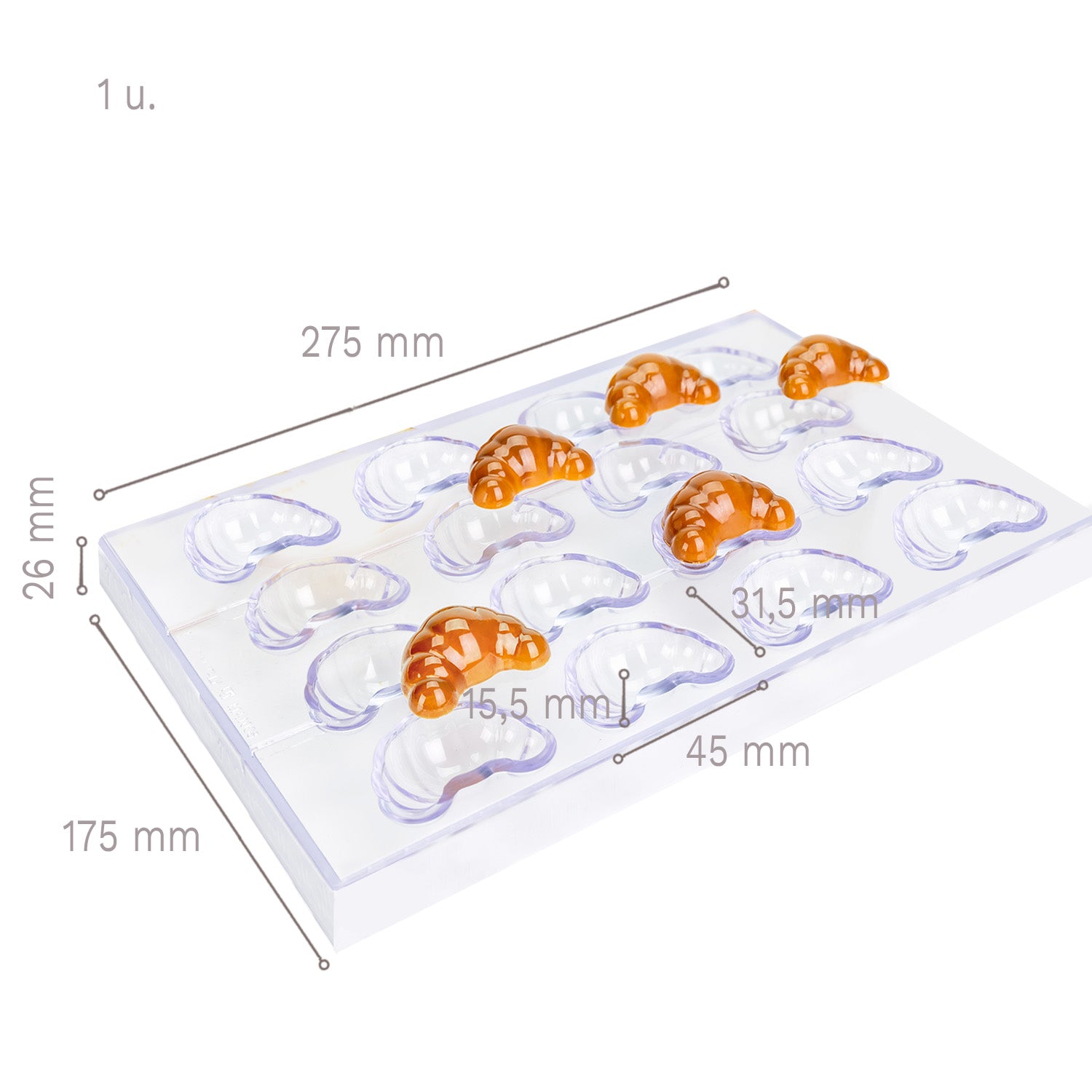 MOLDE POLICARBONATO 275 X 175 X 26 MM CROISSANT - 16 PZS
