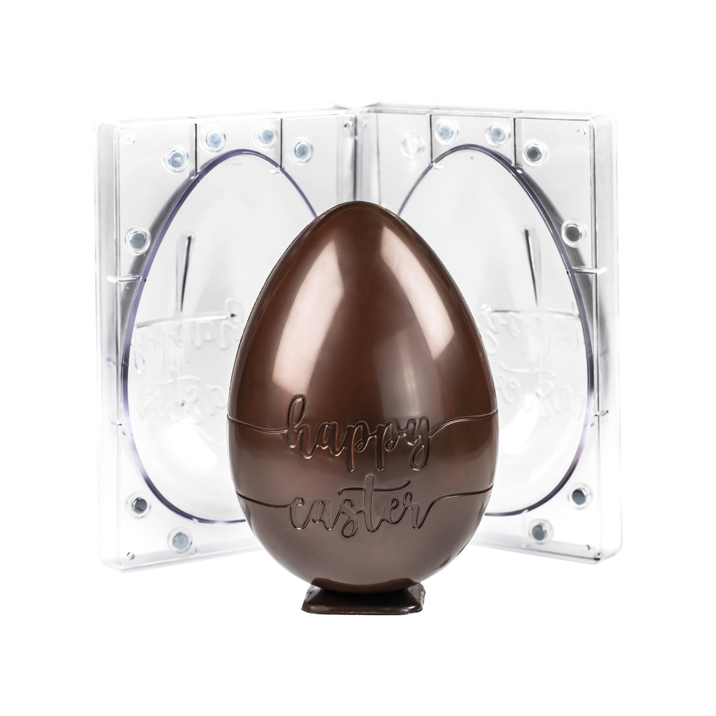MOULE À OEUFS EN POLYCARBONATE HAPPY EASTER 3D DIAM156H228MM