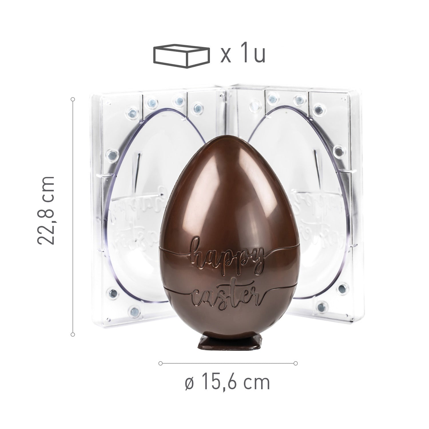 MOULE À OEUFS EN POLYCARBONATE HAPPY EASTER 3D DIAM156H228MM
