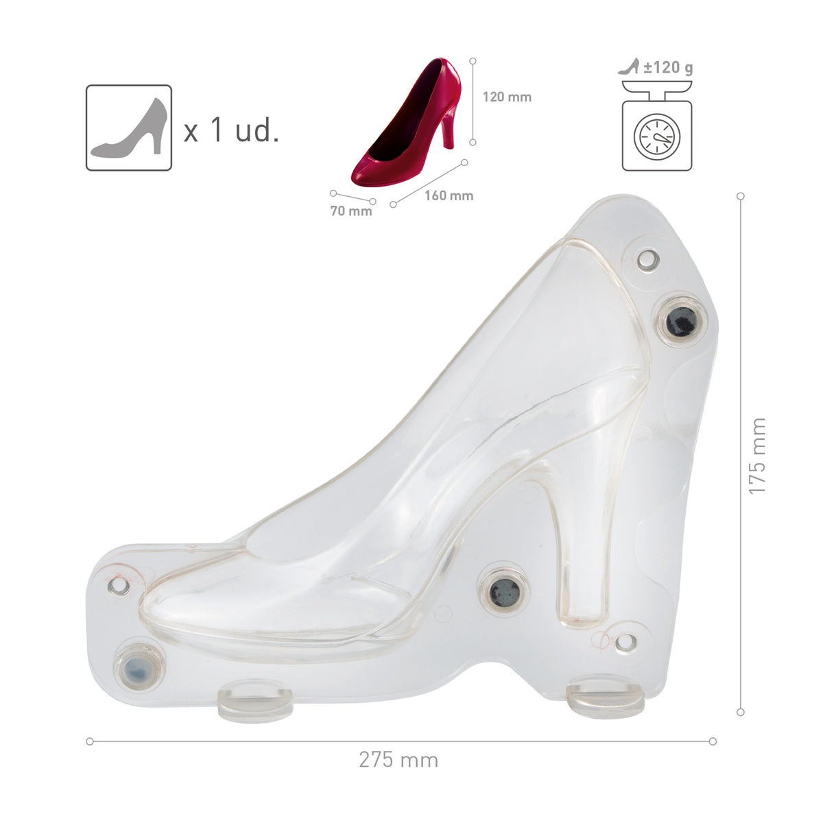 MOLDE POLICARBONATO ZAPATO DE TACÓN 160X70 H120MM