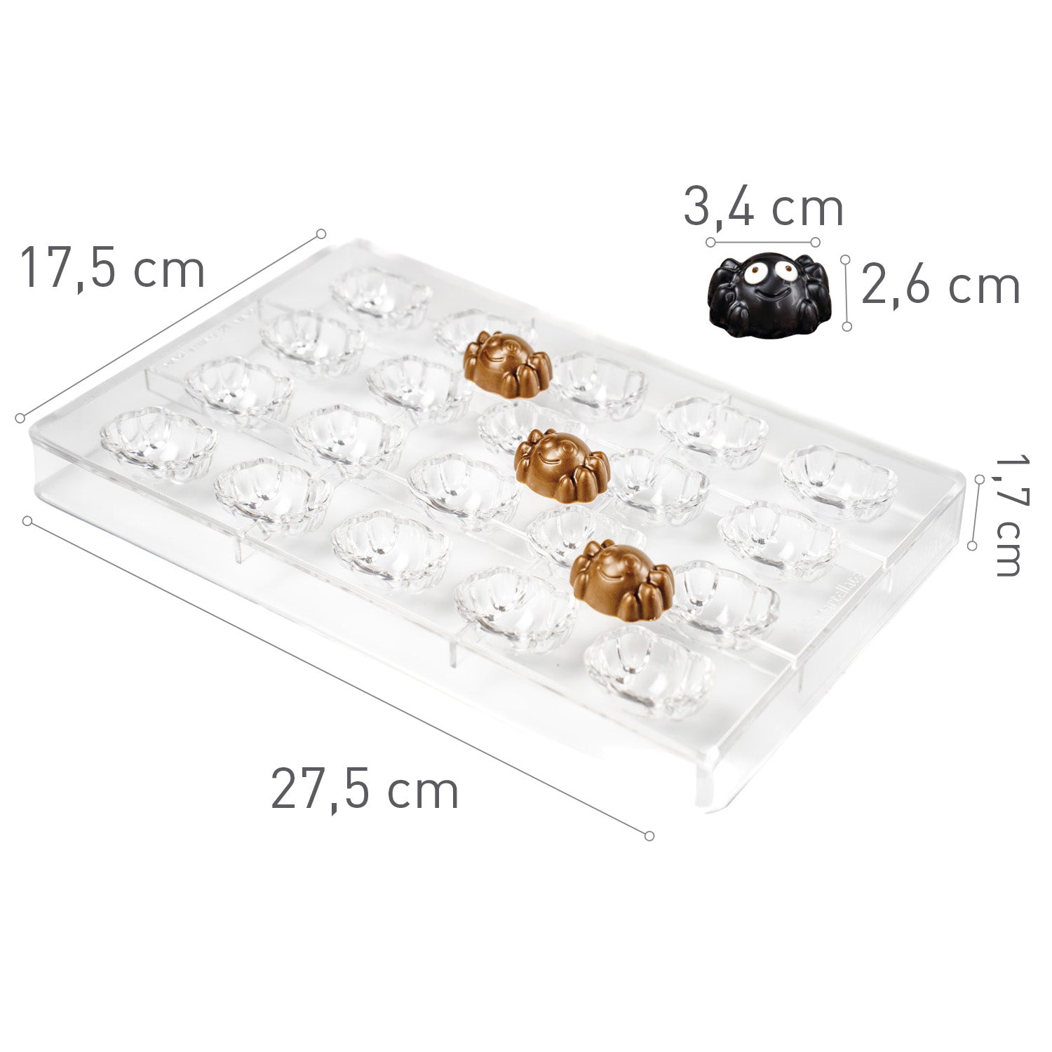 MOLDE POLICARBONATO ARAÑA SIMPÁTICA 34X26H17MM 20 PIEZAS