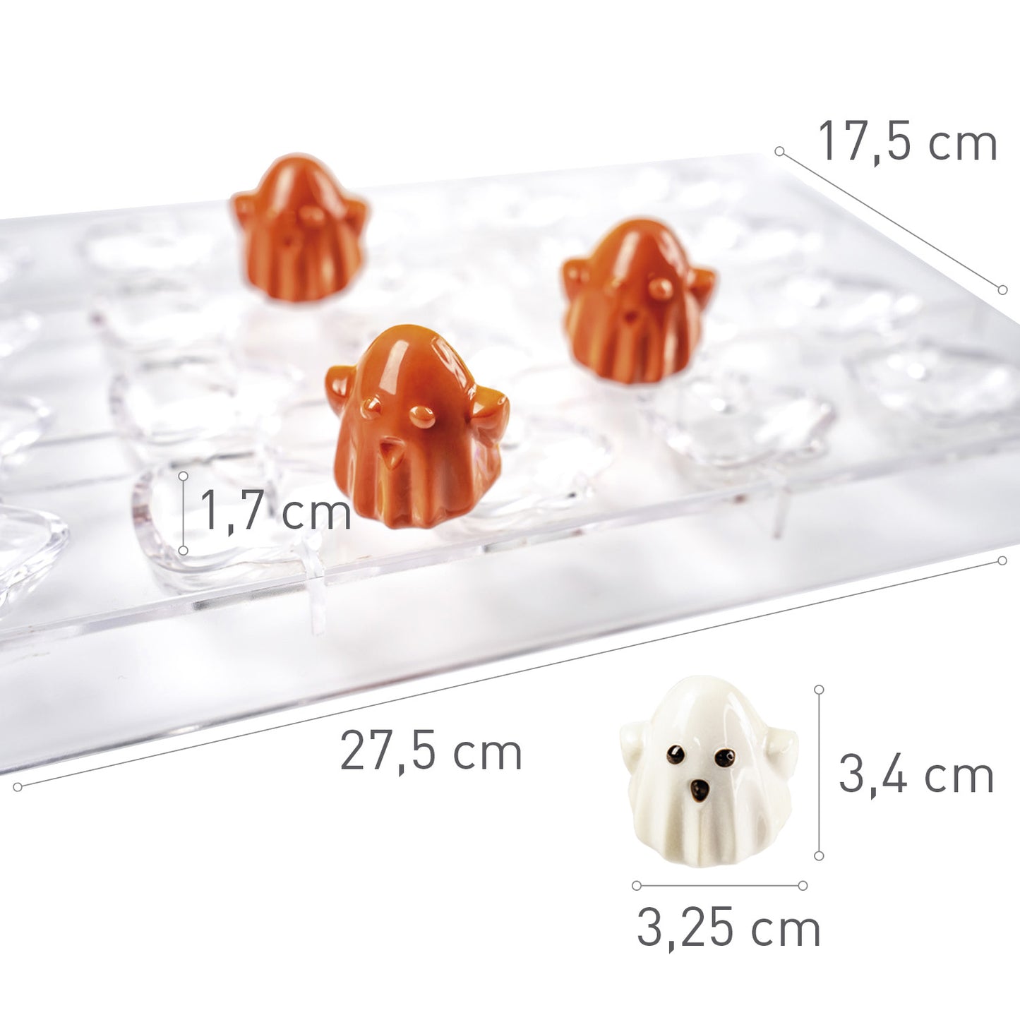 MOULE POLYCARBONATE FANTÔME 34X32.5H 17MM | 20 PIÈCES