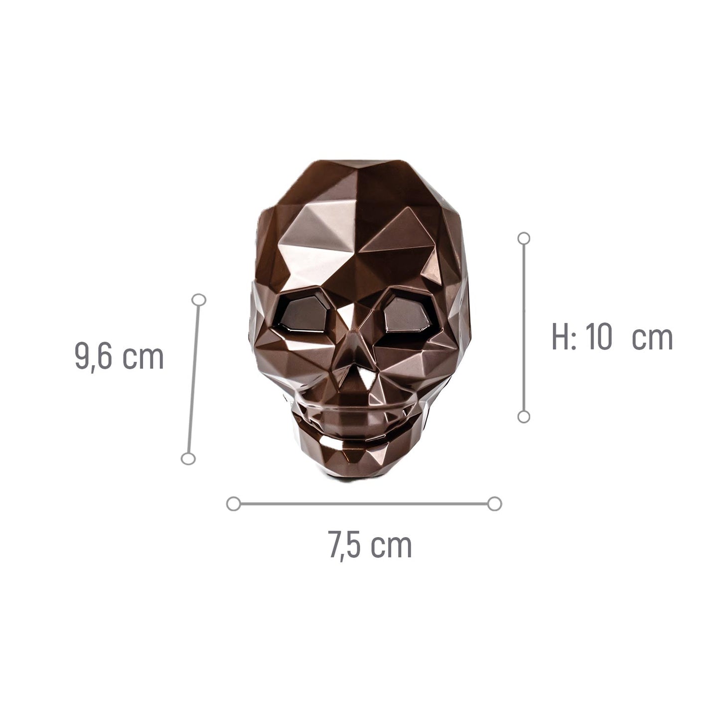 MOLDE DE POLICARBONATO DE CAVEIRA EM DIAMANTE 96X75H100MM | 2 PCS 3D